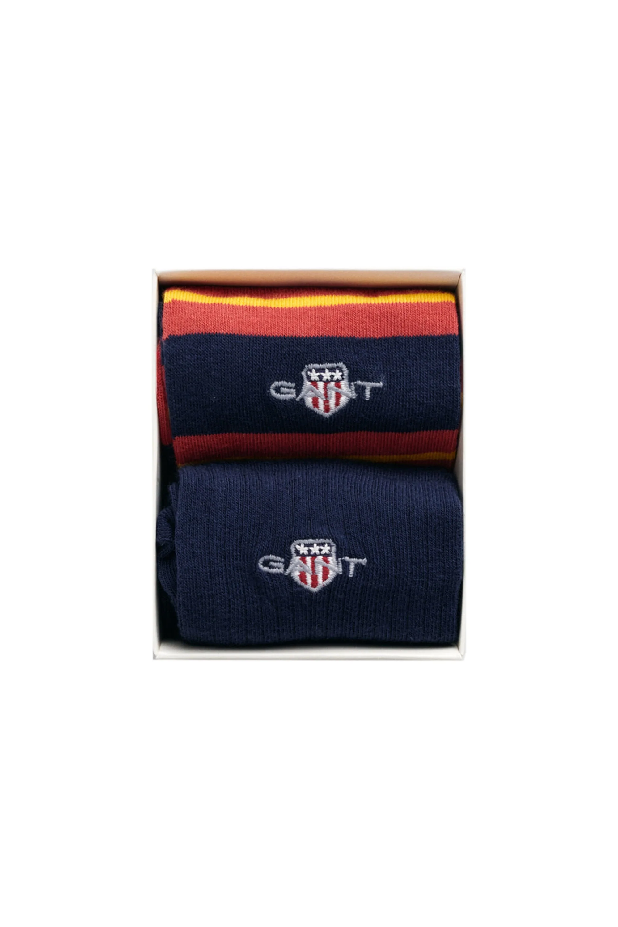 Gant Shield Rugger Stripe Socks 2 Pack Iron Red - Image 2