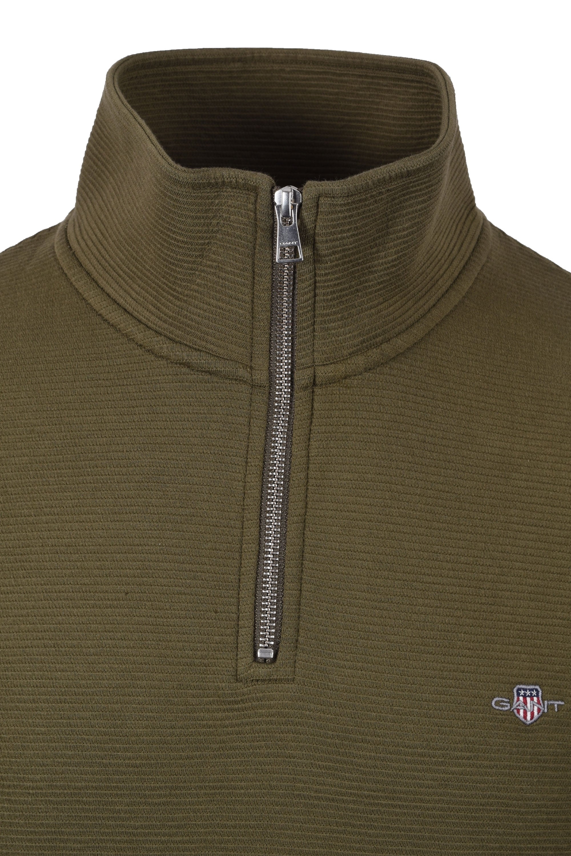 Gant Texture Half Zip Knitwear Juniper Green - Image 2