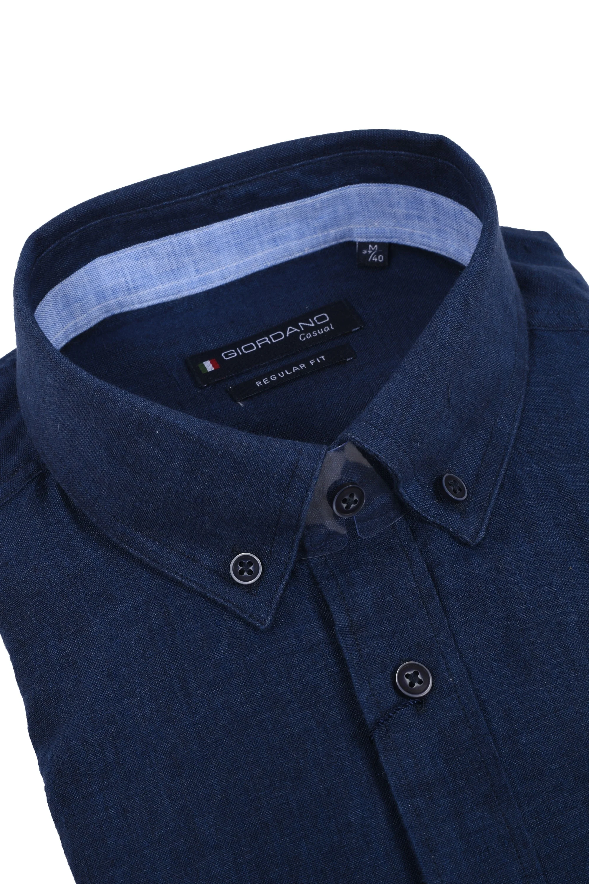 Giordano Regular Fit Linen Shirt Navy - Image 2