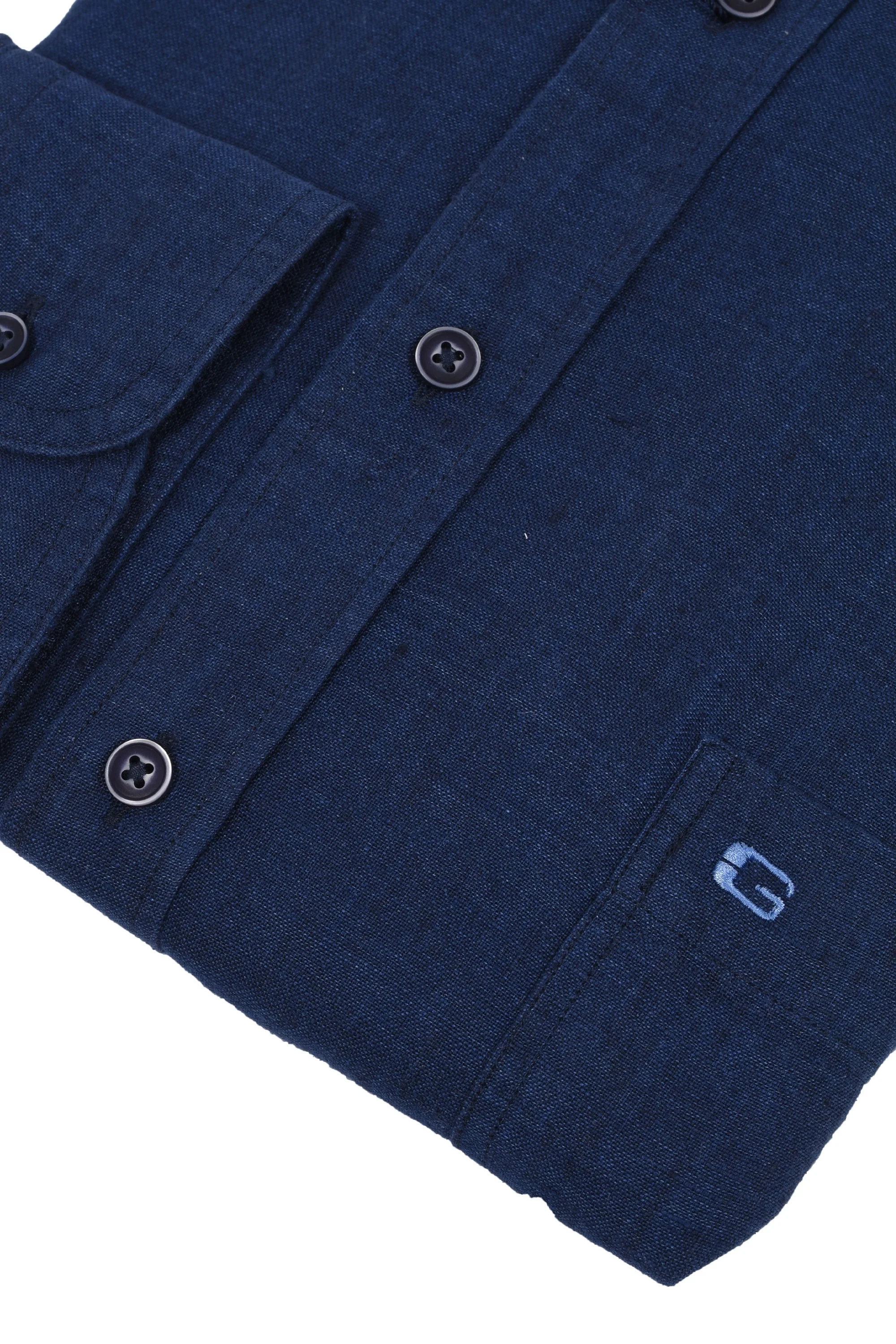 Giordano Regular Fit Linen Shirt Navy - Image 3