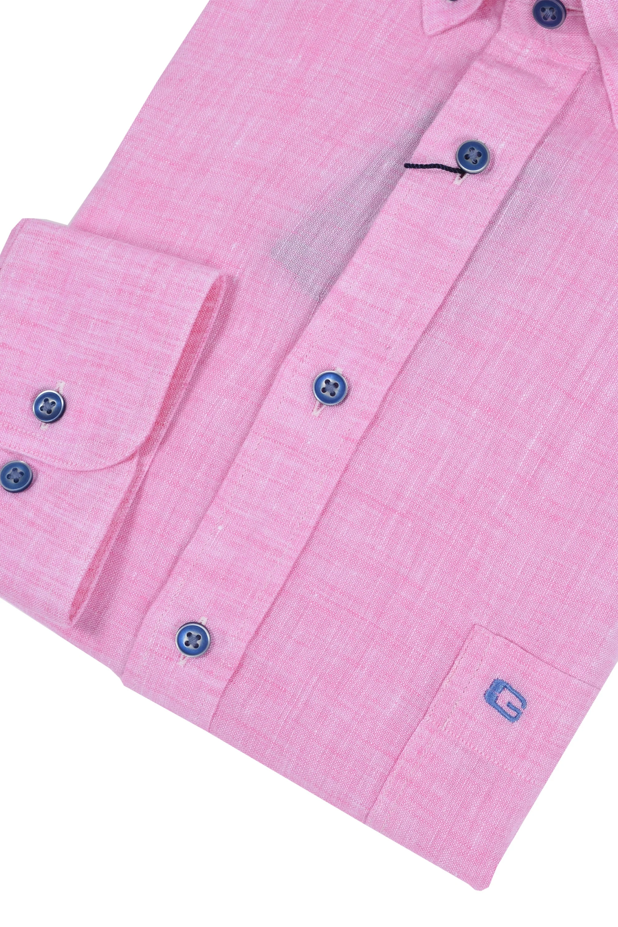 Giordano Regular Fit Linen Shirt Pink - Image 3