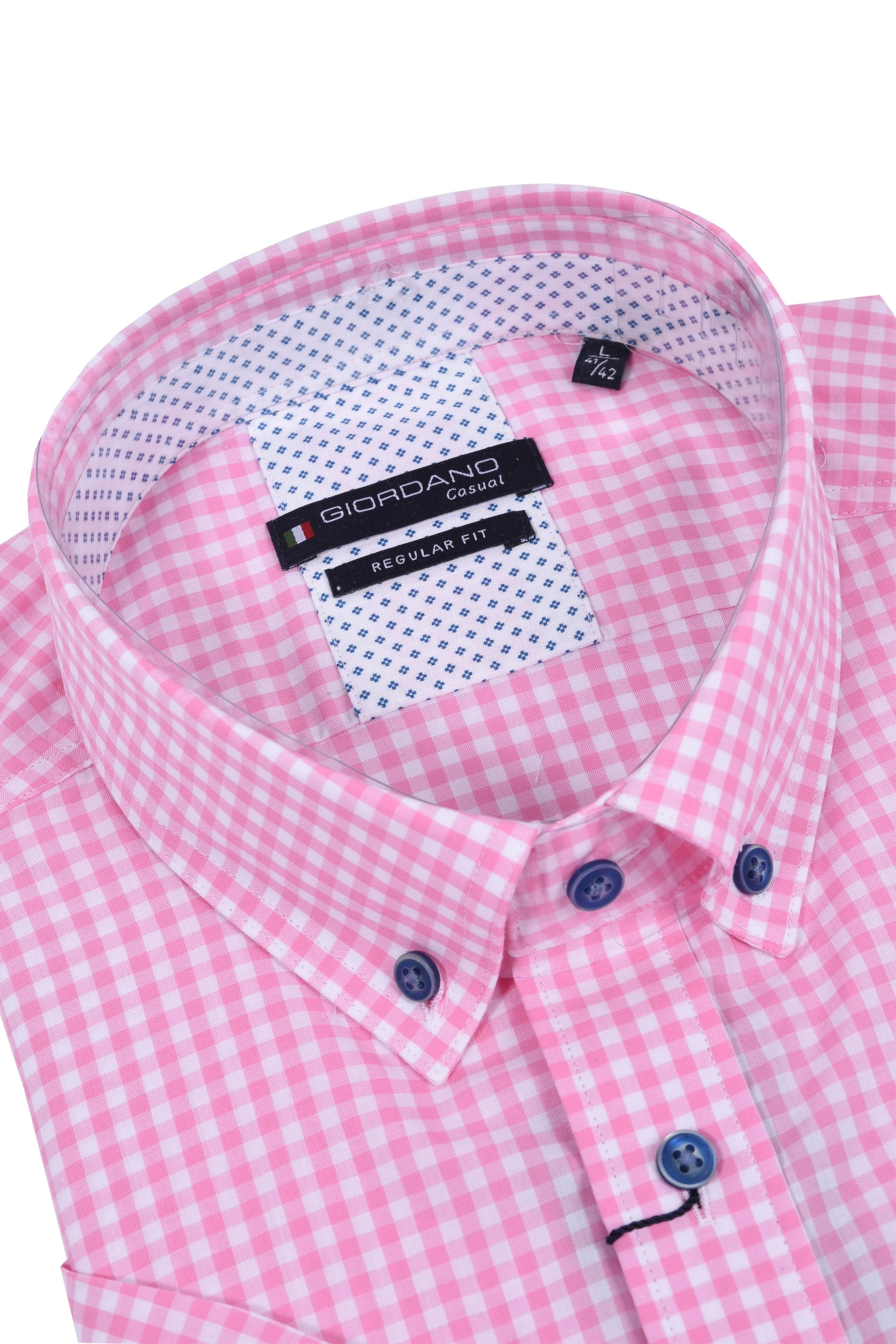 Giordano Regular Fit Short Sleeved Shirt Pink Check - Image 2