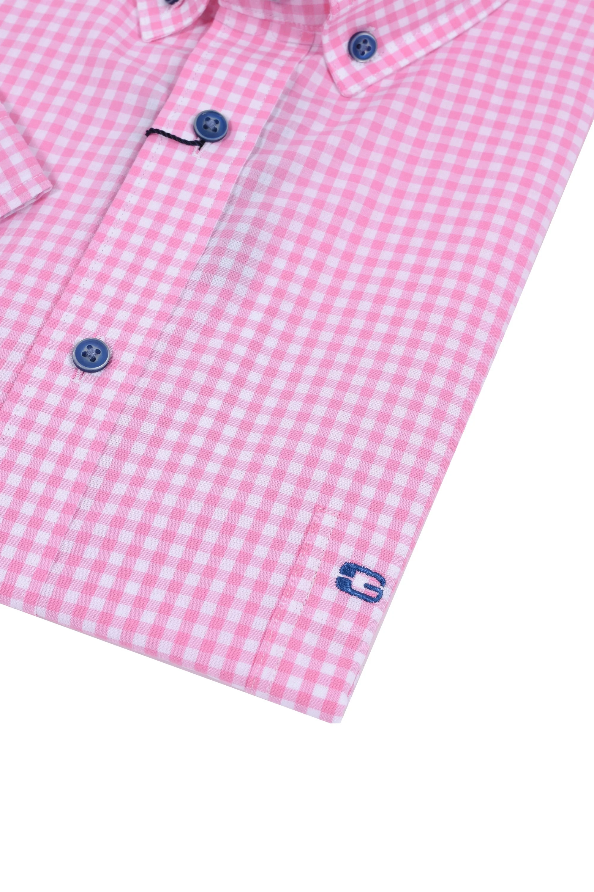 Giordano Regular Fit Short Sleeved Shirt Pink Check - Image 3