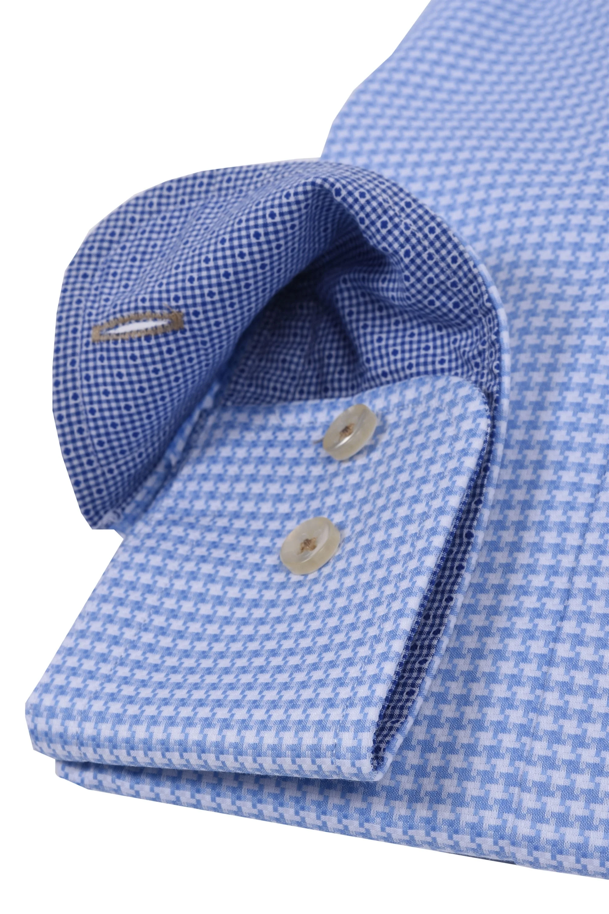 Gravson Light Blue Dog Tooth Check Shirt Light Blue - Image 3
