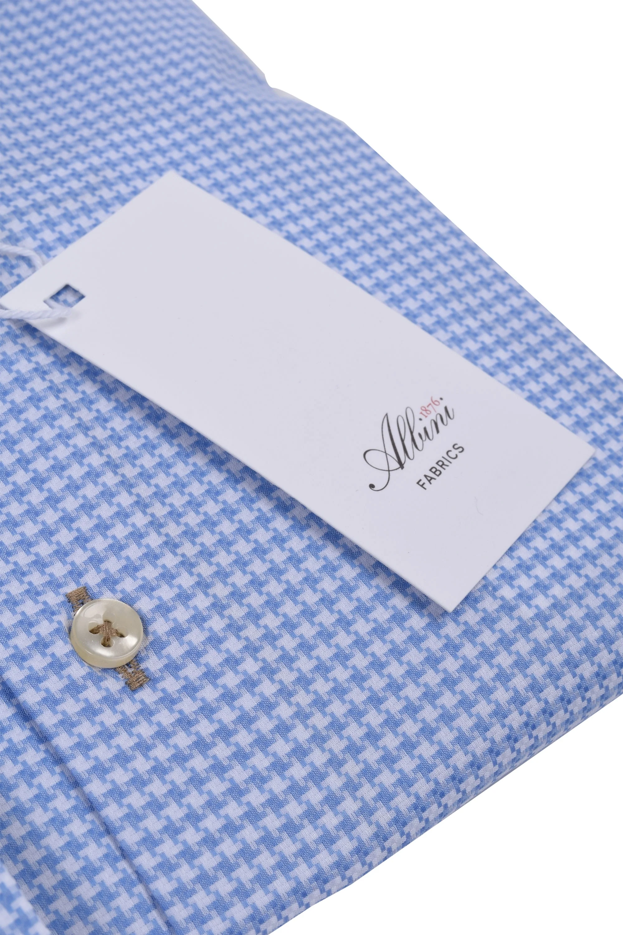 Gravson Light Blue Dog Tooth Check Shirt Light Blue - Image 4
