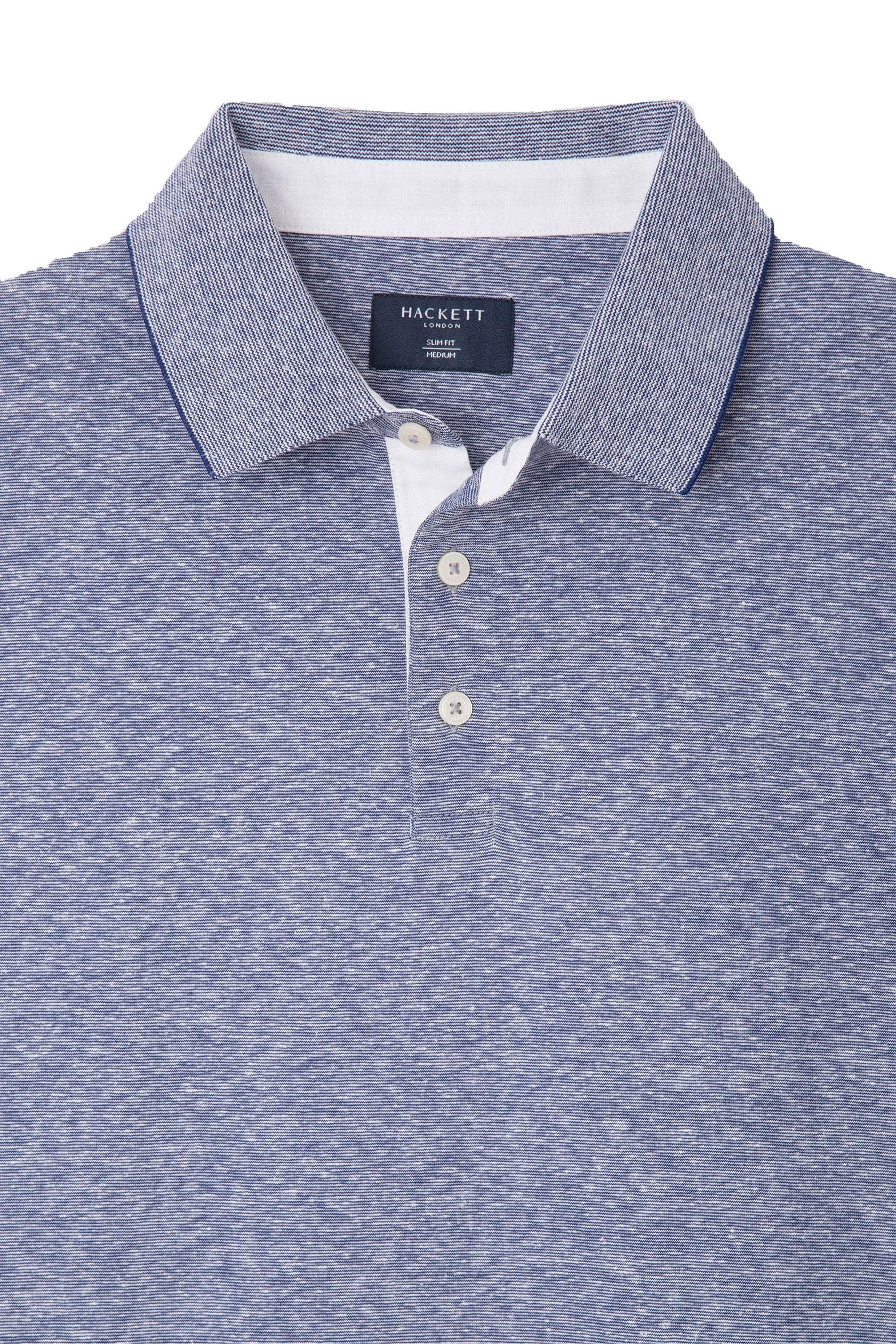 Hackett Cotton Linen Filafil Polo Shirt Blue - Image 2