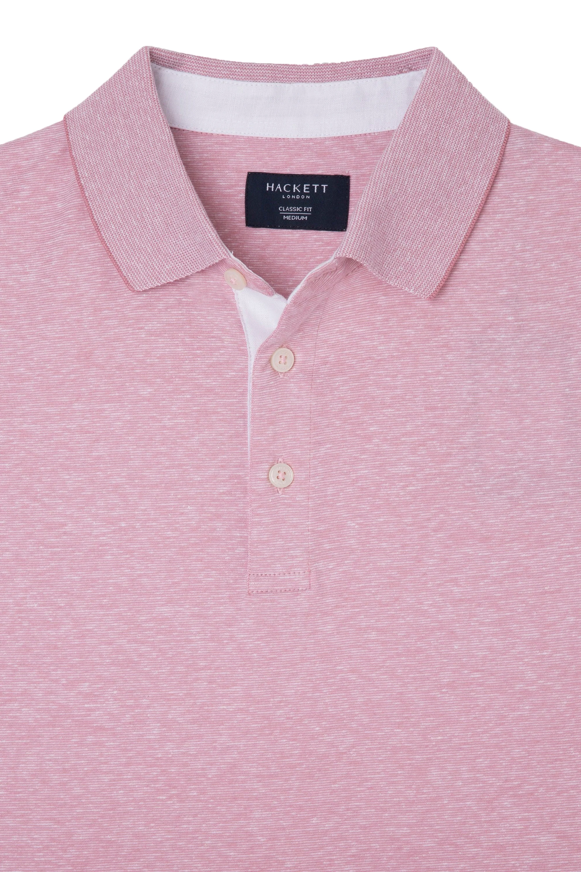 Hackett Cotton Linen Filafil Polo Shirt Pink - Image 2