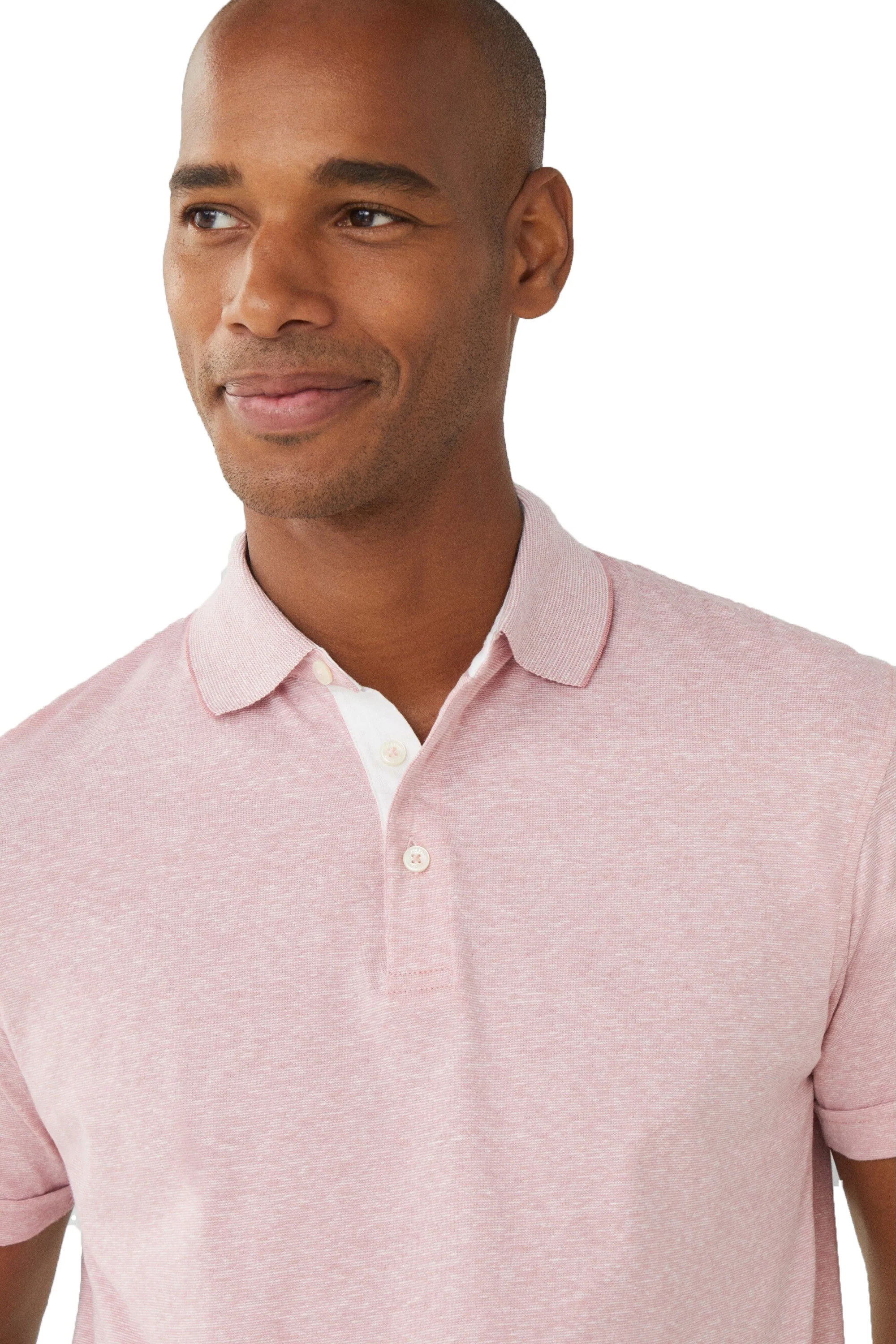 Hackett Cotton Linen Filafil Polo Shirt Pink - Image 3