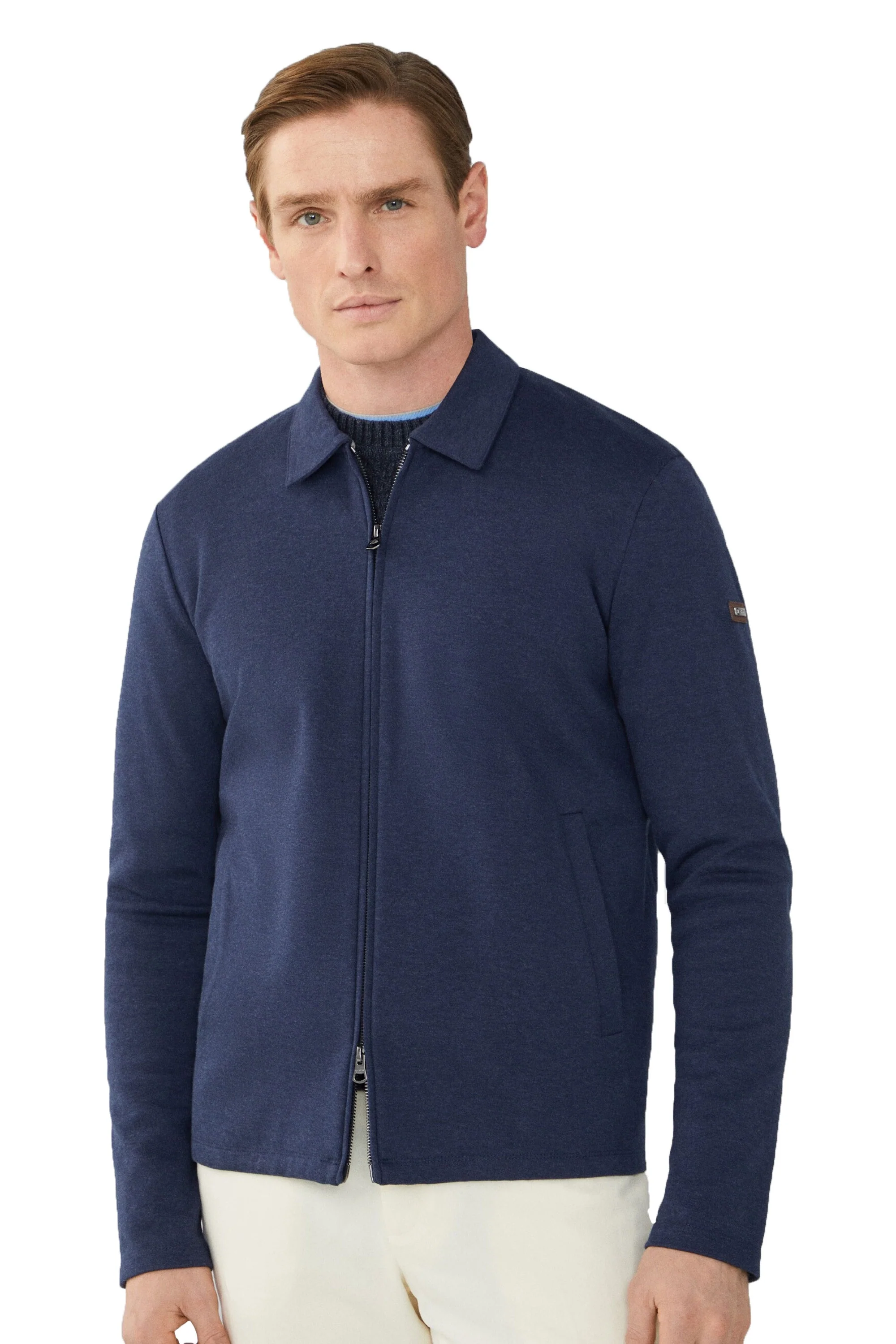 Hackett Double Knit Full Zip Navy - Image 2