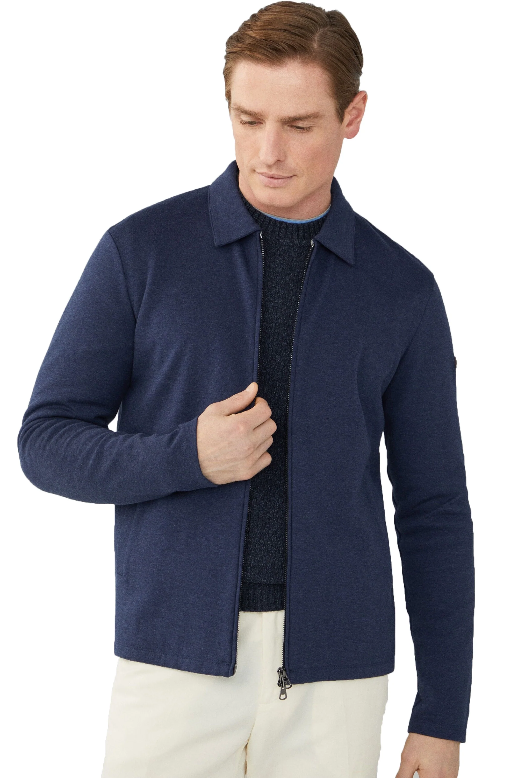 Hackett Double Knit Full Zip Navy - Image 5