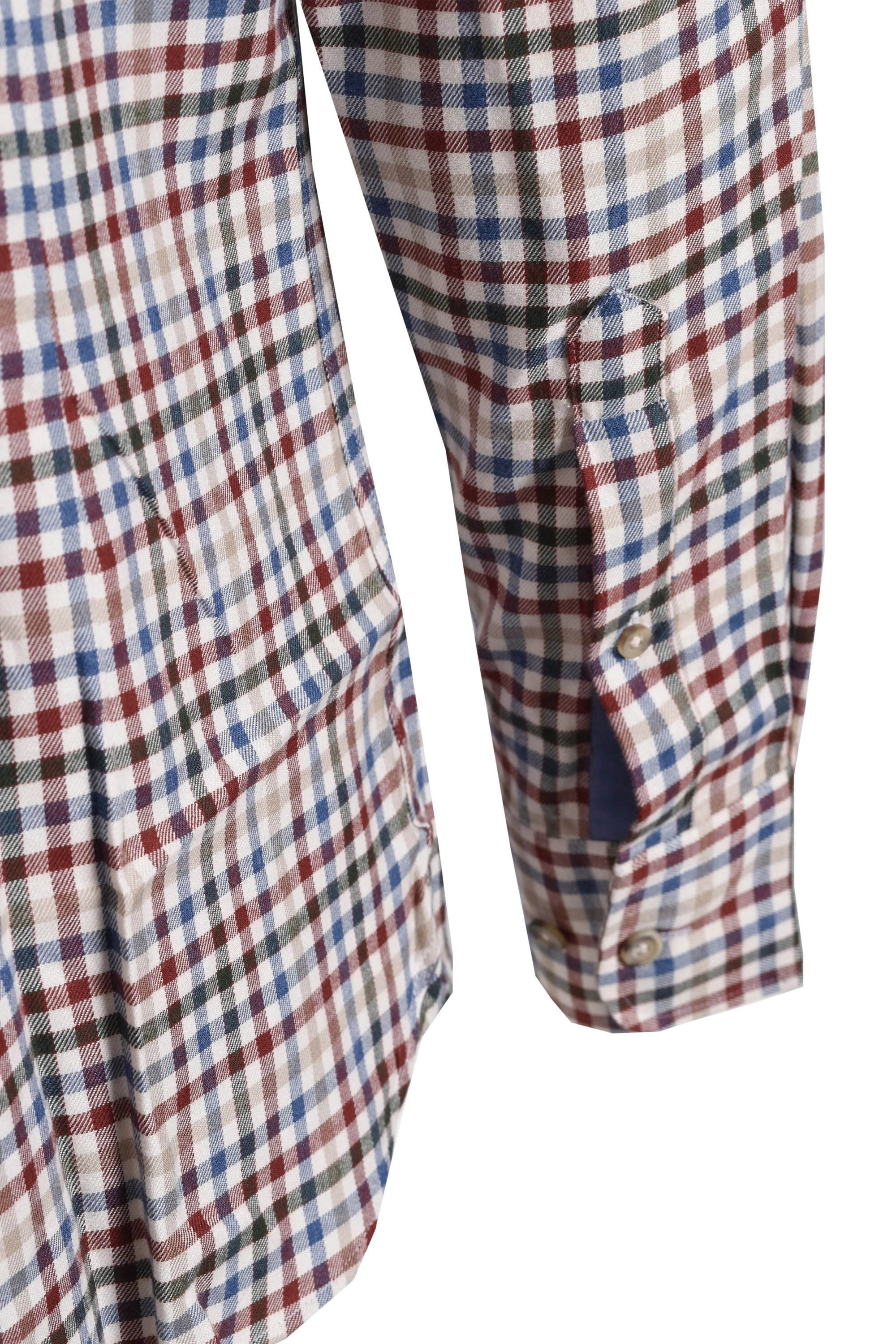 Hackett Flannel 3 Col Gingham Check Shirt Burgundy/Blue/Green - Image 3