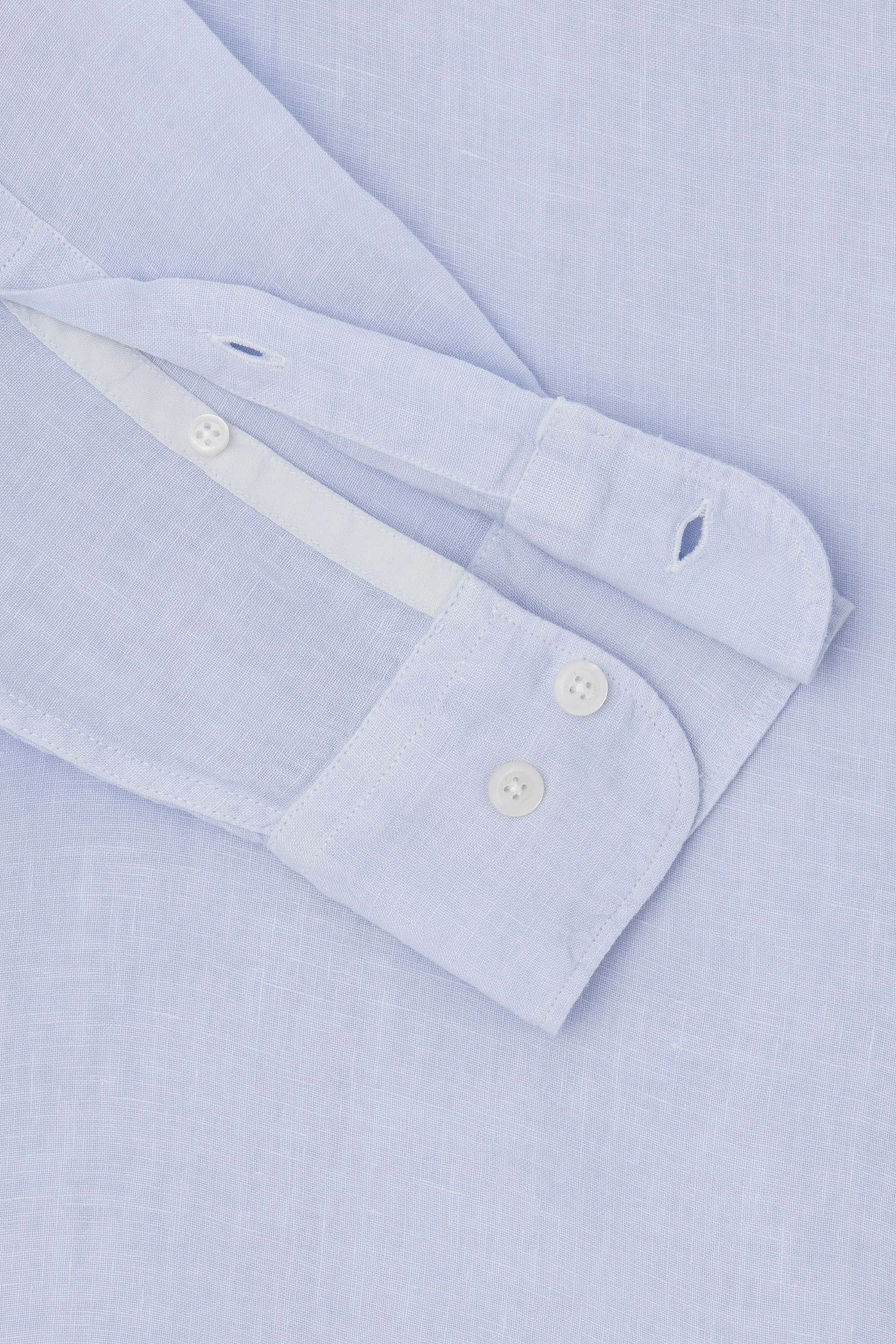 Hackett Linen Long Sleeved Shirt Sky Blue - Image 3