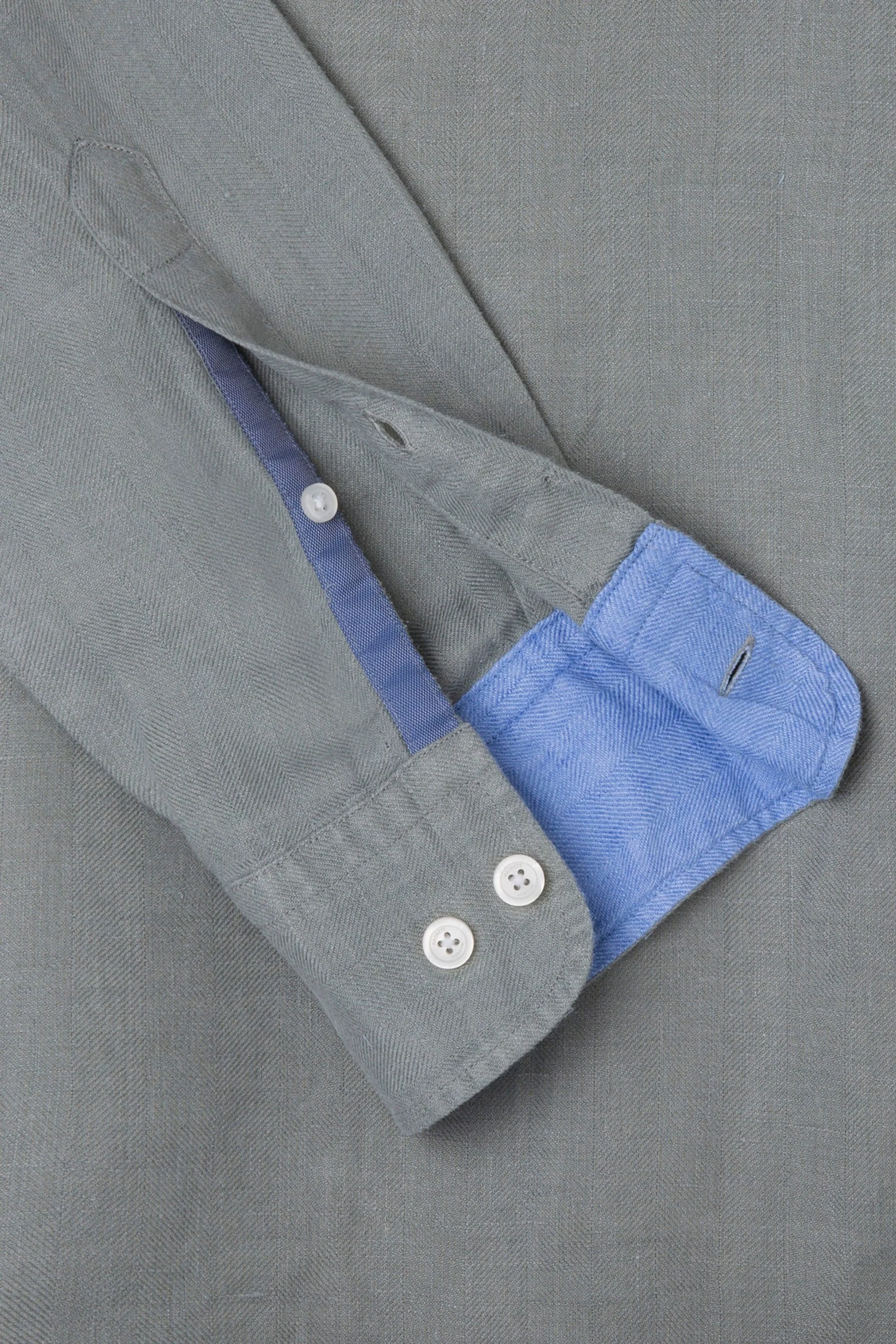 Hackett Long Sleeved Linen Shirt Green - Image 4