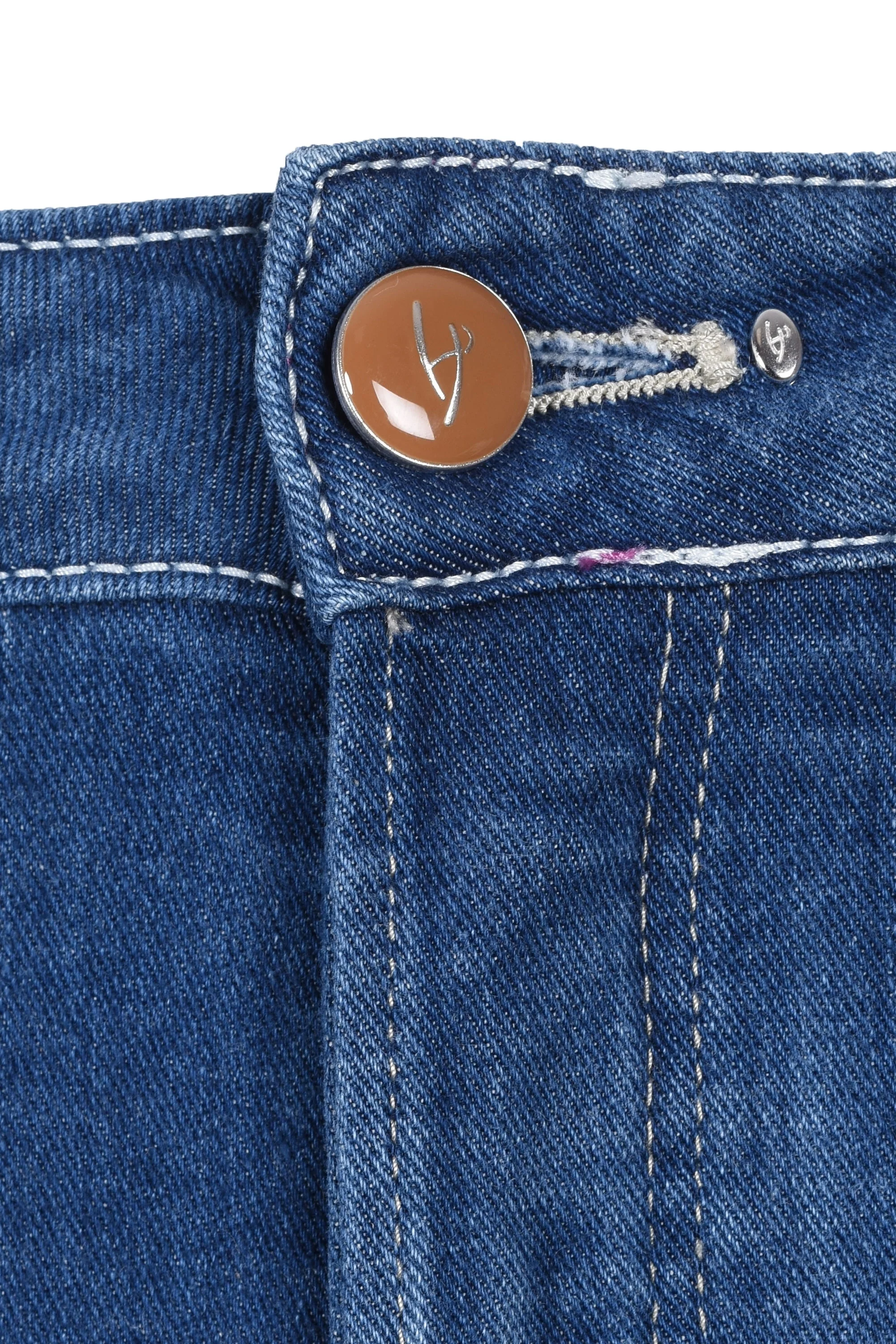 Handpicked Ravello Pink Painted Badge Jeans Light Blue - Image 3