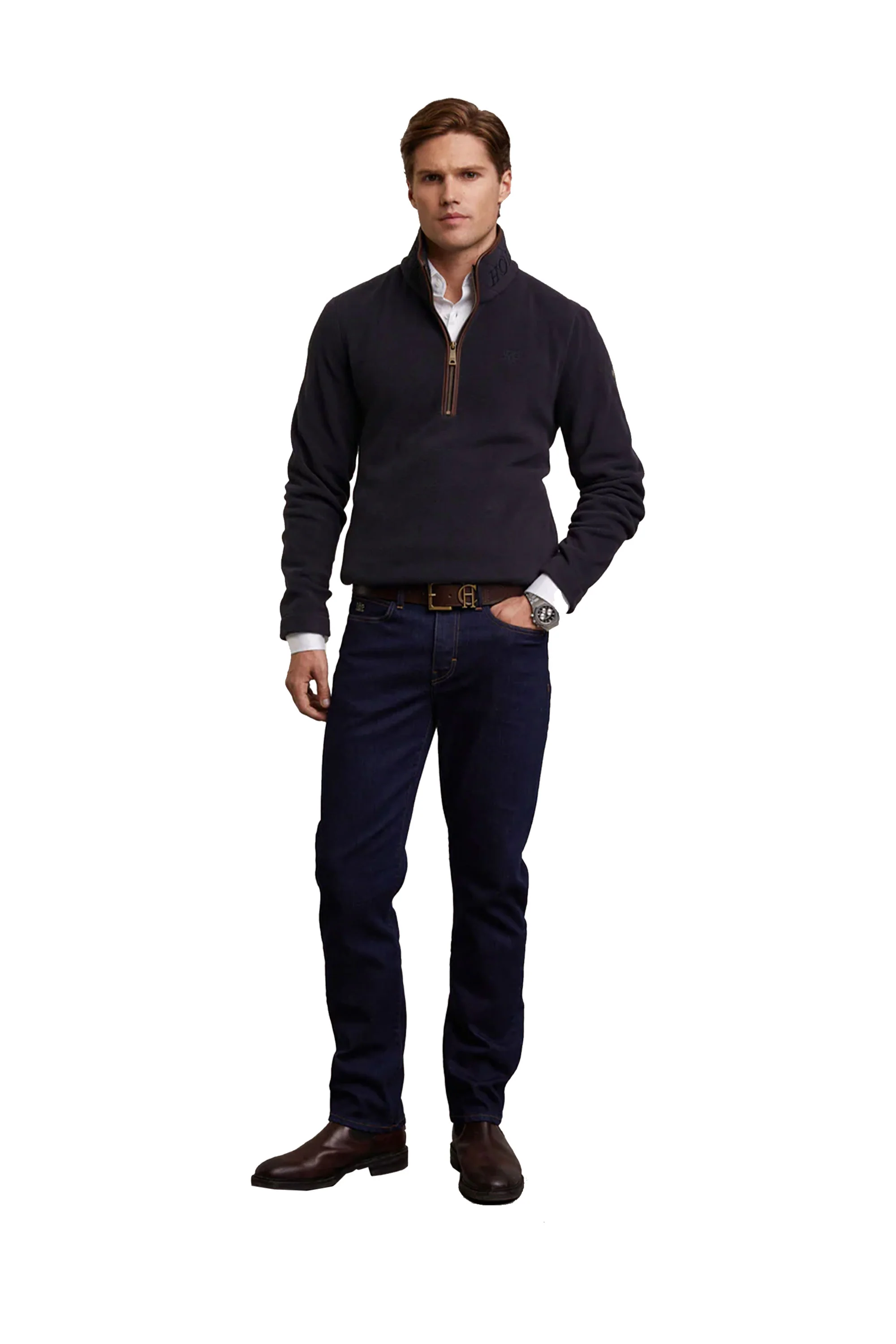 HOLLAND COOPER COUNTRY FLEECE HALF ZIP INK NAVY - Image 3