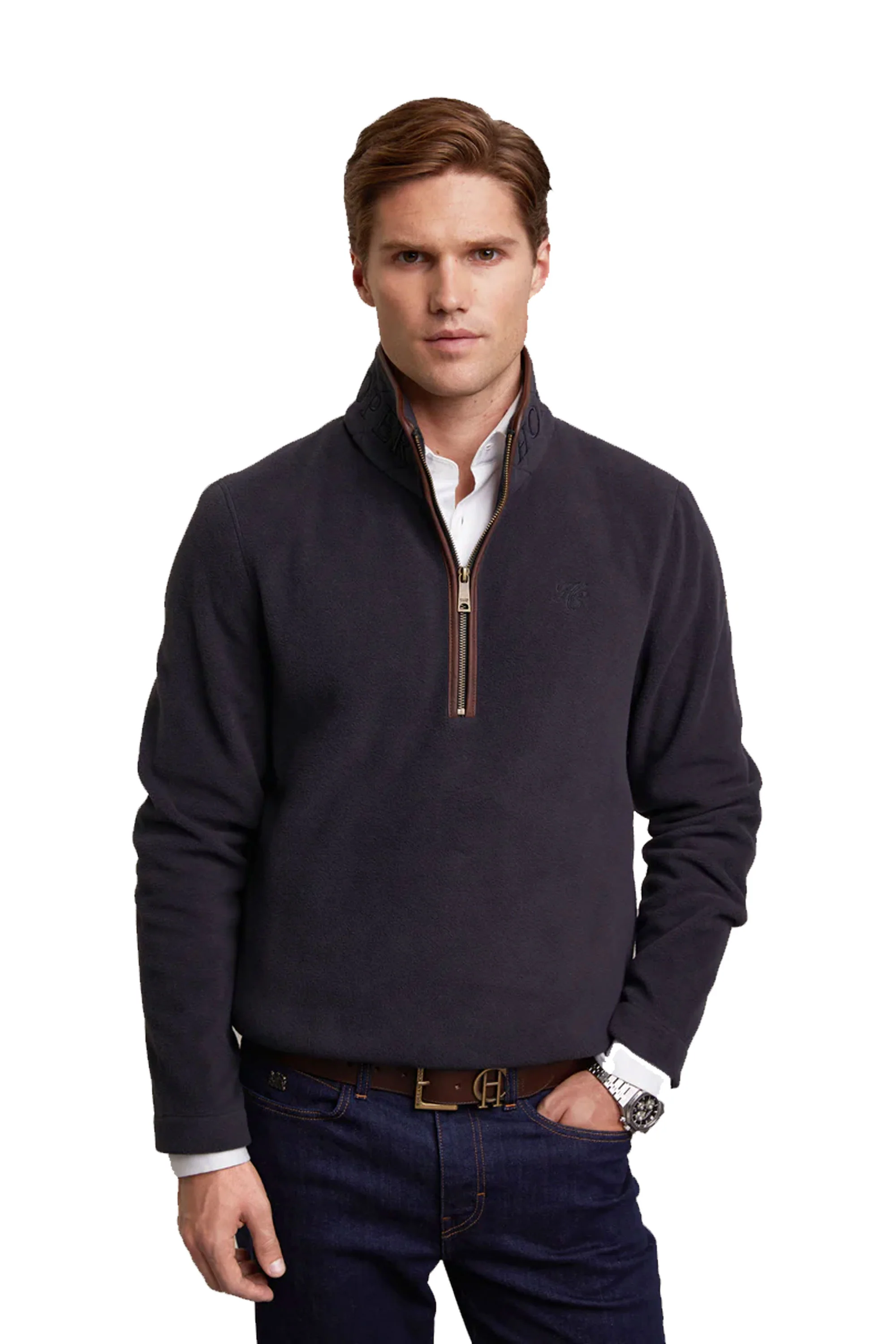 HOLLAND COOPER COUNTRY FLEECE HALF ZIP INK NAVY - Image 4