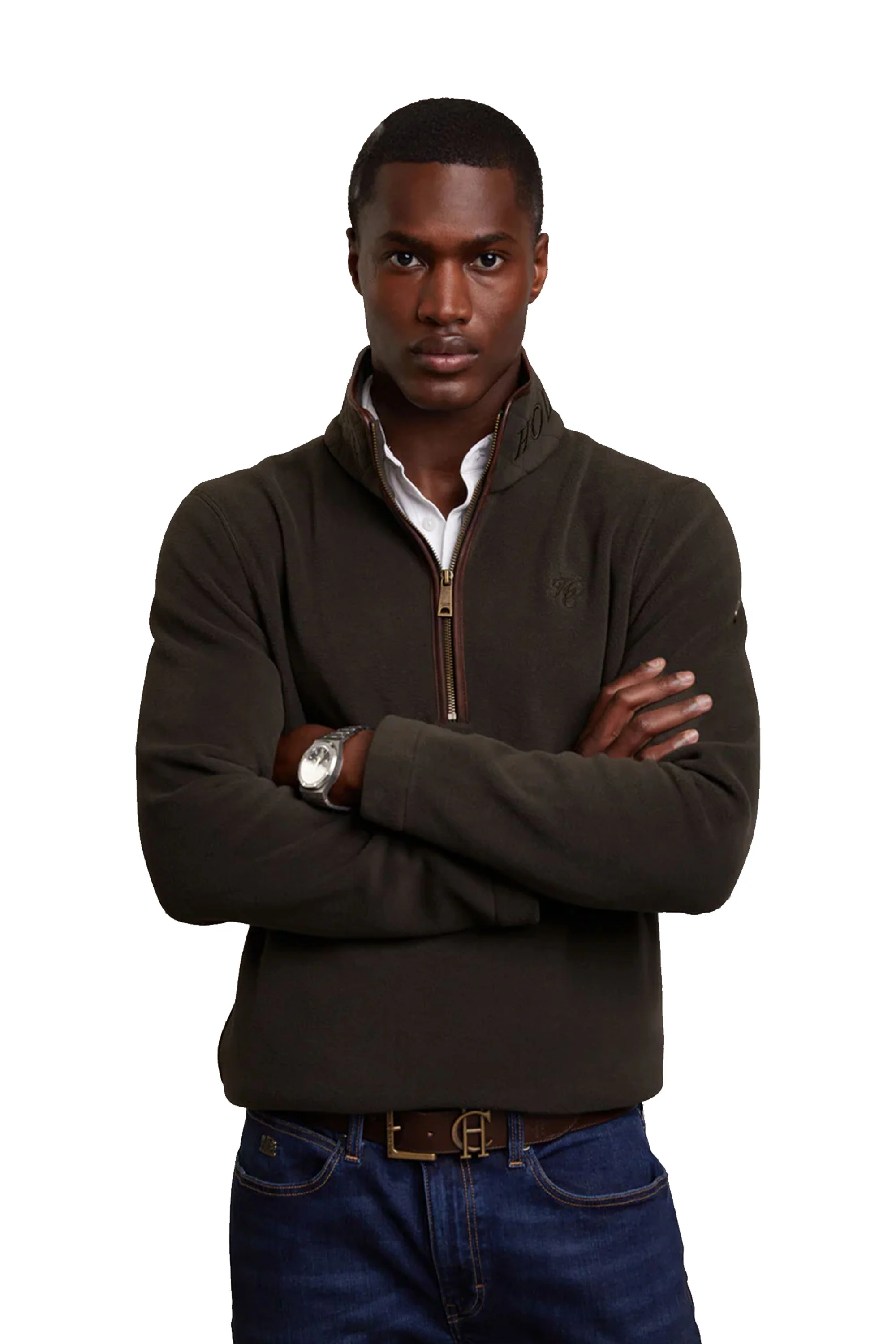 HOLLAND COOPER COUNTRY FLEECE HALF ZIP KHAKI - Image 2