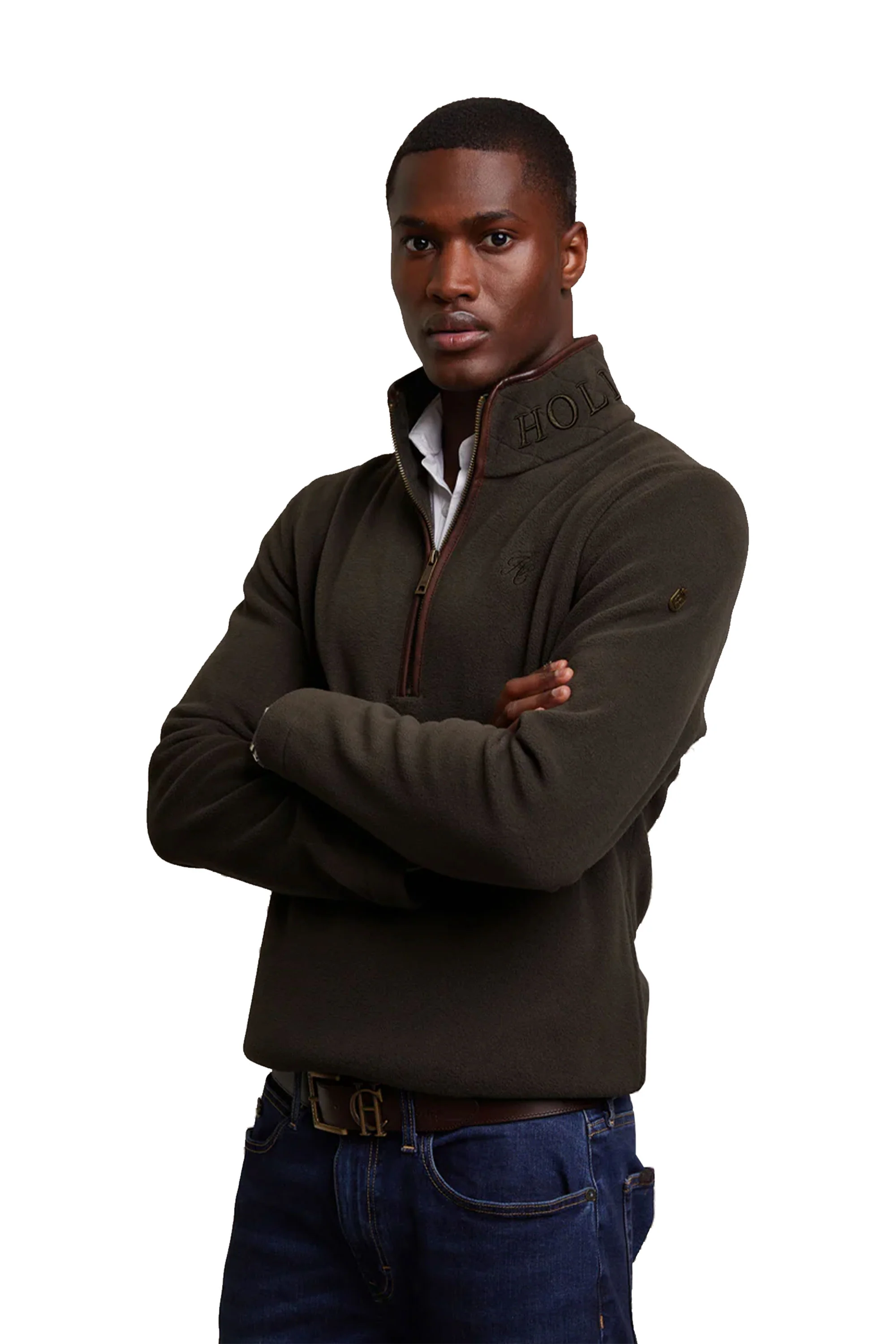 HOLLAND COOPER COUNTRY FLEECE HALF ZIP KHAKI - Image 3