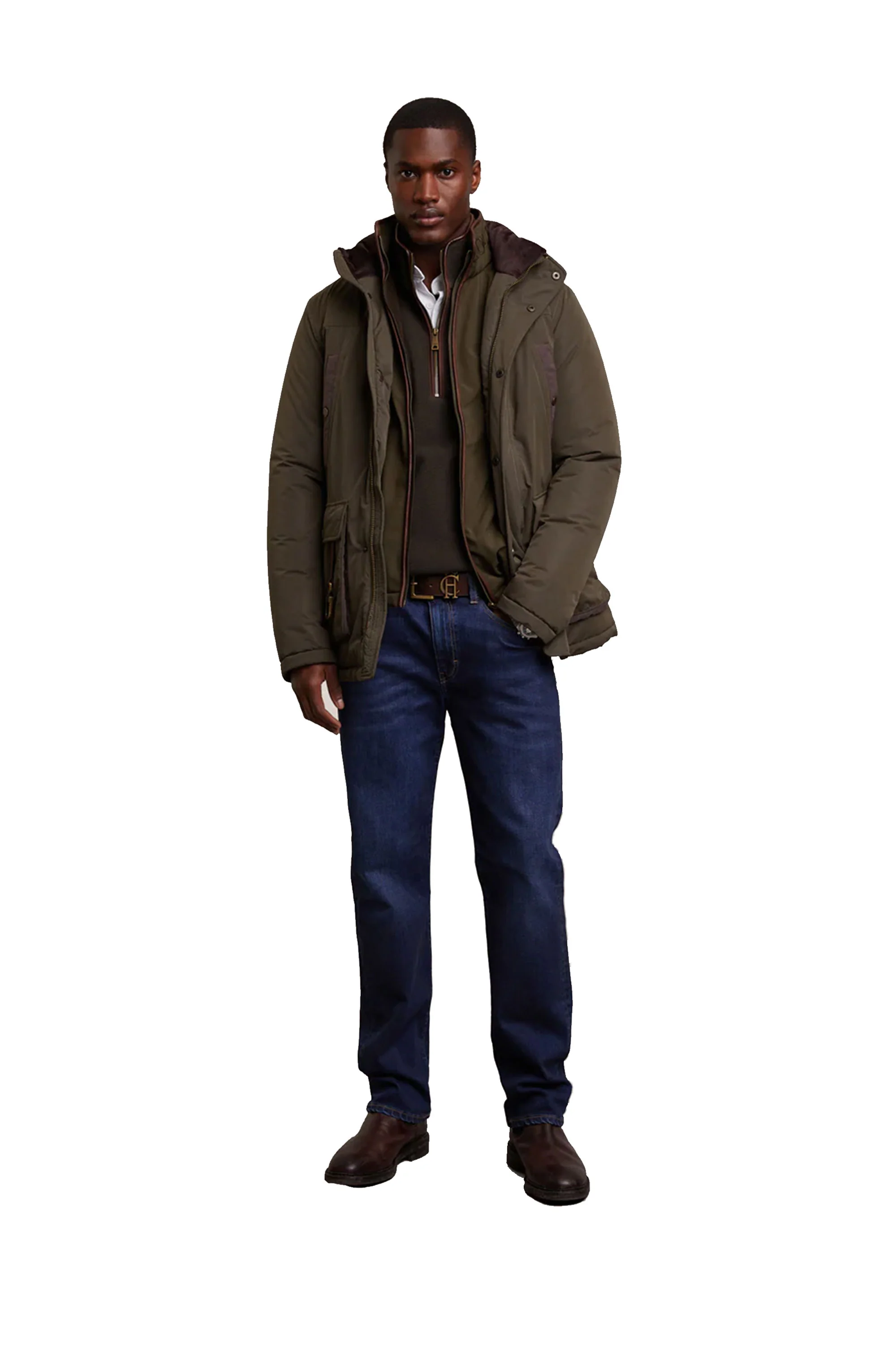 HOLLAND COOPER COUNTRY FLEECE HALF ZIP KHAKI - Image 4