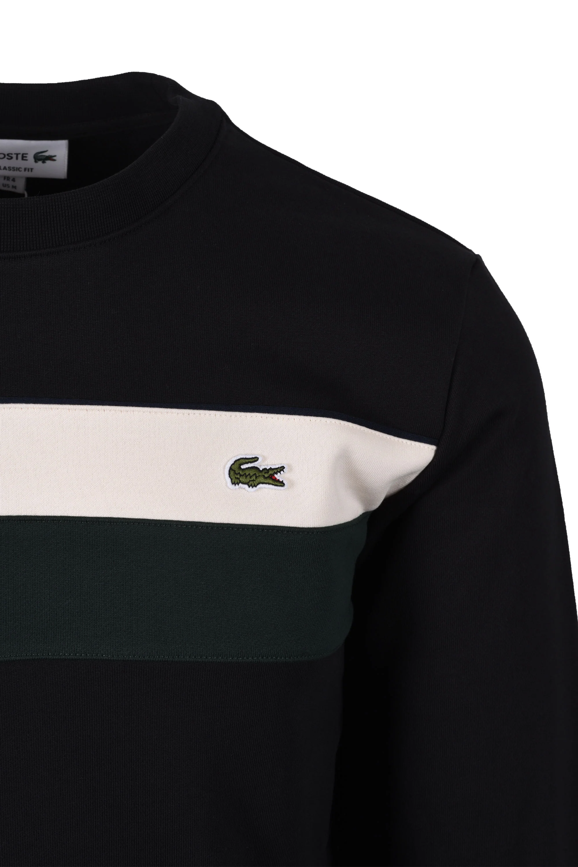 Lacoste Colour Block Sweatshirt Black/Cream/Green - Image 2