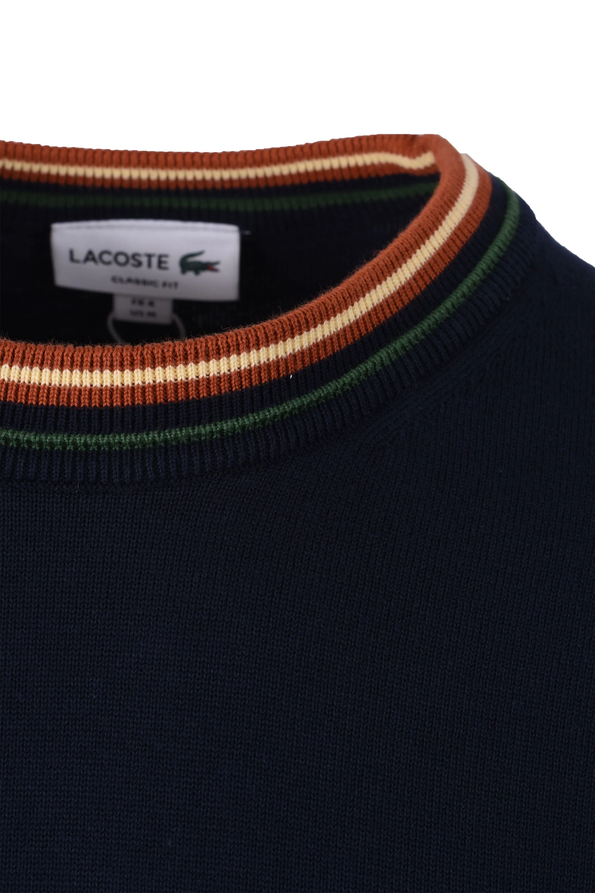 Lacoste Tipped Crew Neck Knitwear Navy Blue - Image 3