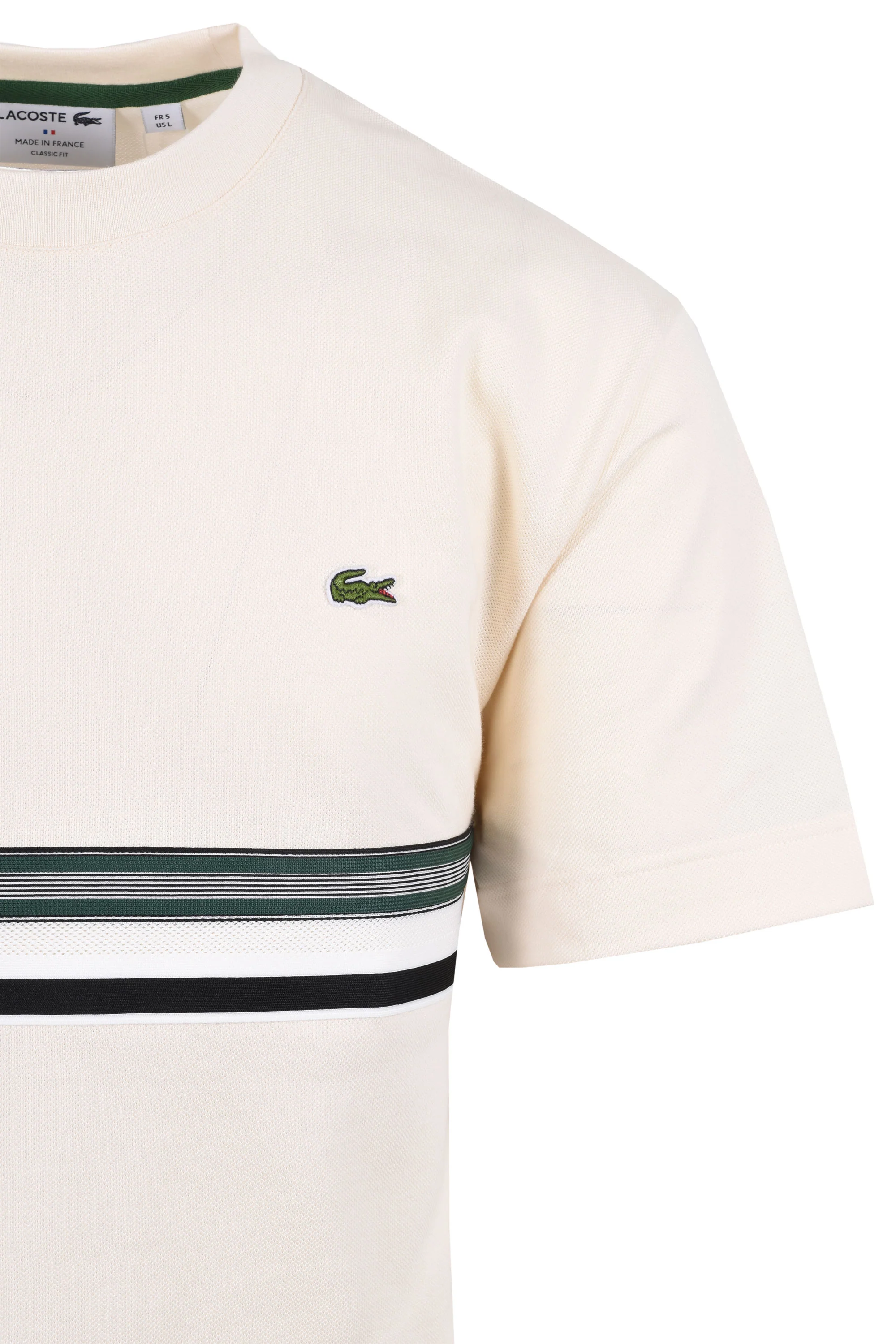 Lacoste Made in France Classic Fit T-Shirt Cream - Image 2