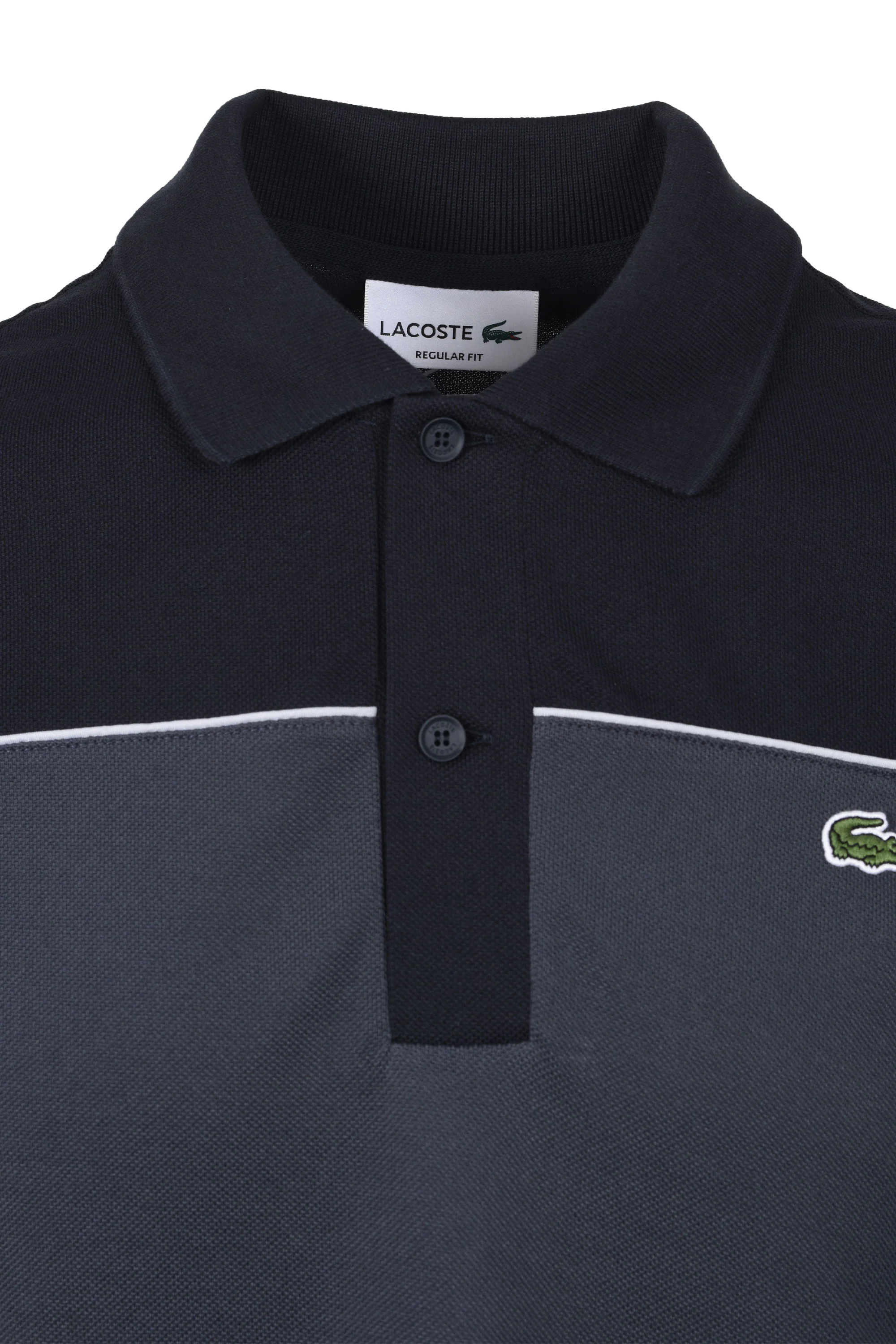 LACOSTE BLOCK COLOUR POLO SHIRT BLACKBIRD/GRAPE - Image 2