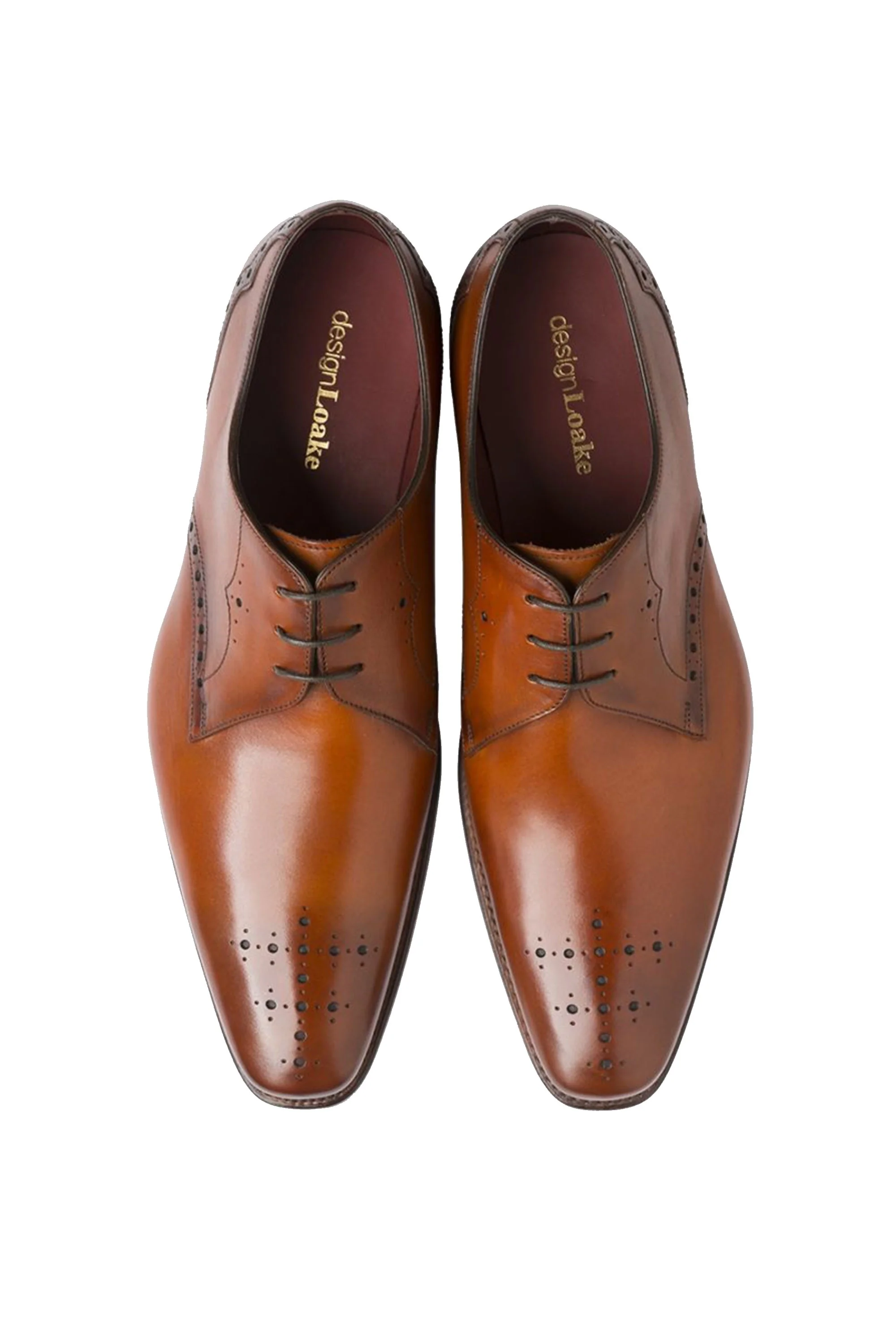 Loake Design Hannibal Calf Punched Derby Shoe Chestnut - Image 3