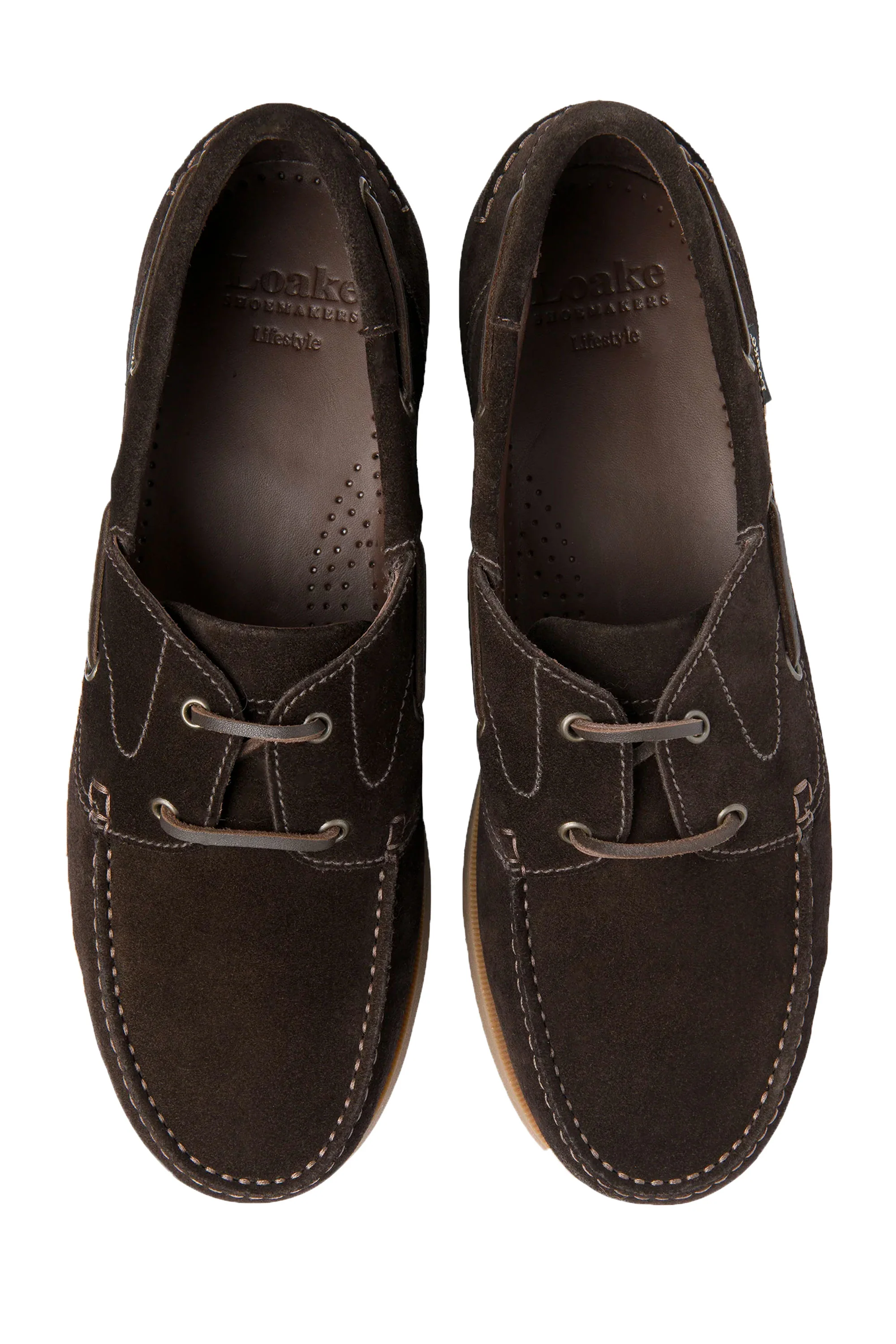 LOAKE PADSTOW BOAT SHOE DARK BROWN SUEDE - Image 3