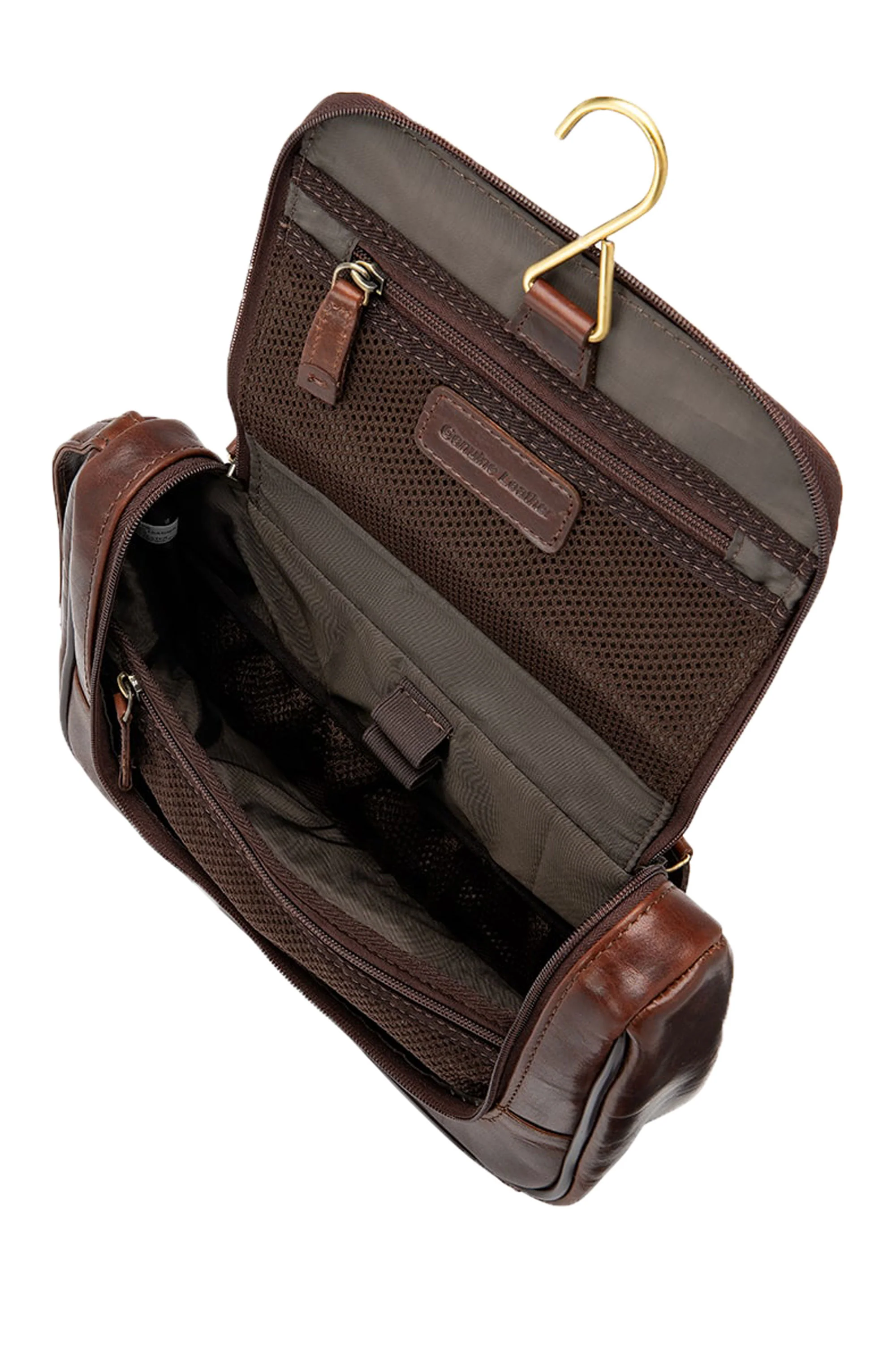 Loake Severn Leather Hanging Wash Bag Brown - Image 2