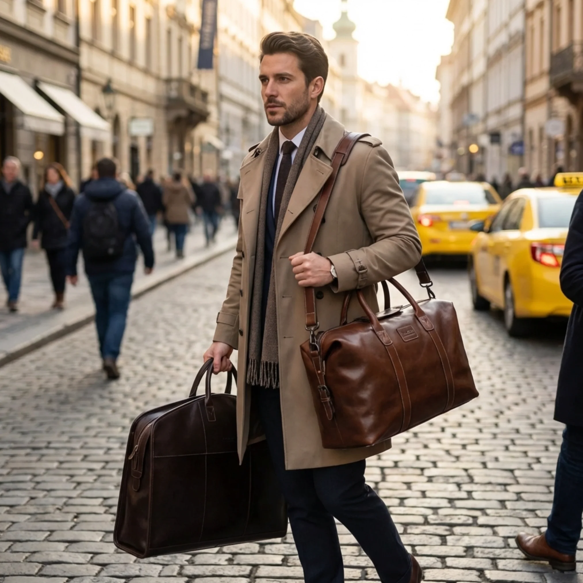 Loake Balmoral Leather Weekend Bag Brown - Image 3