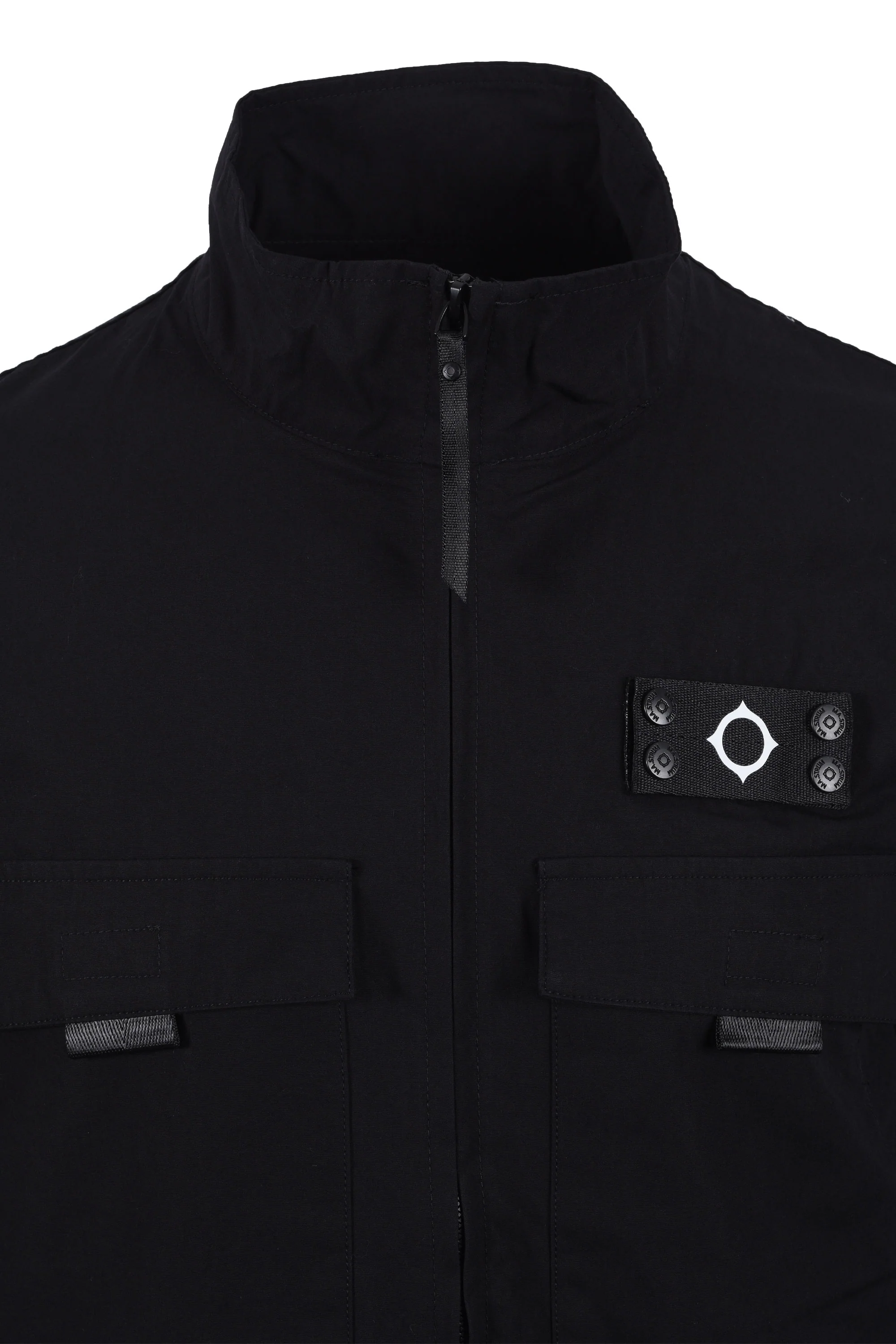 Ma.strum Mixed Media Funnel Shirt Jet Black - Image 2