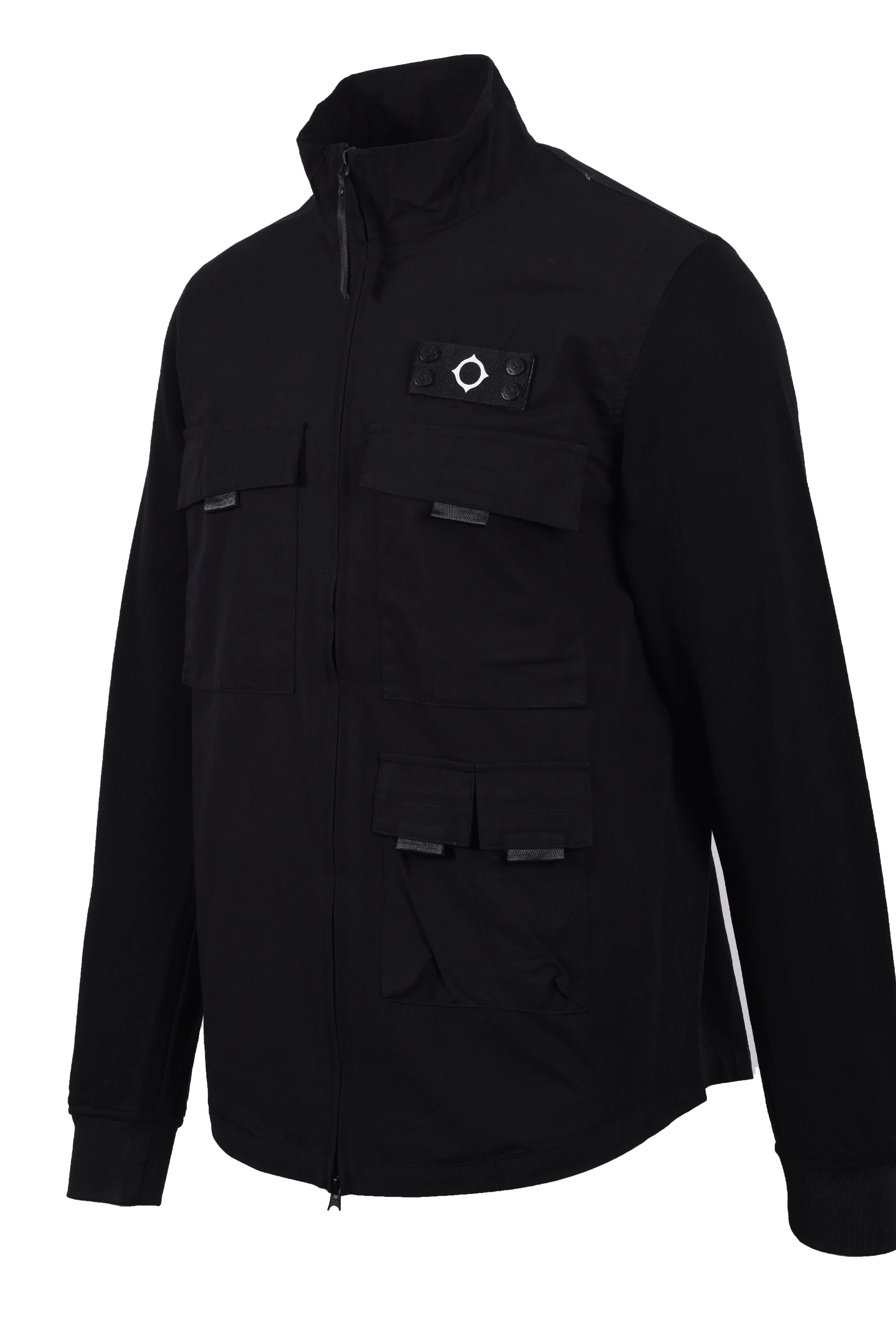 Ma.strum Mixed Media Funnel Shirt Jet Black - Image 3