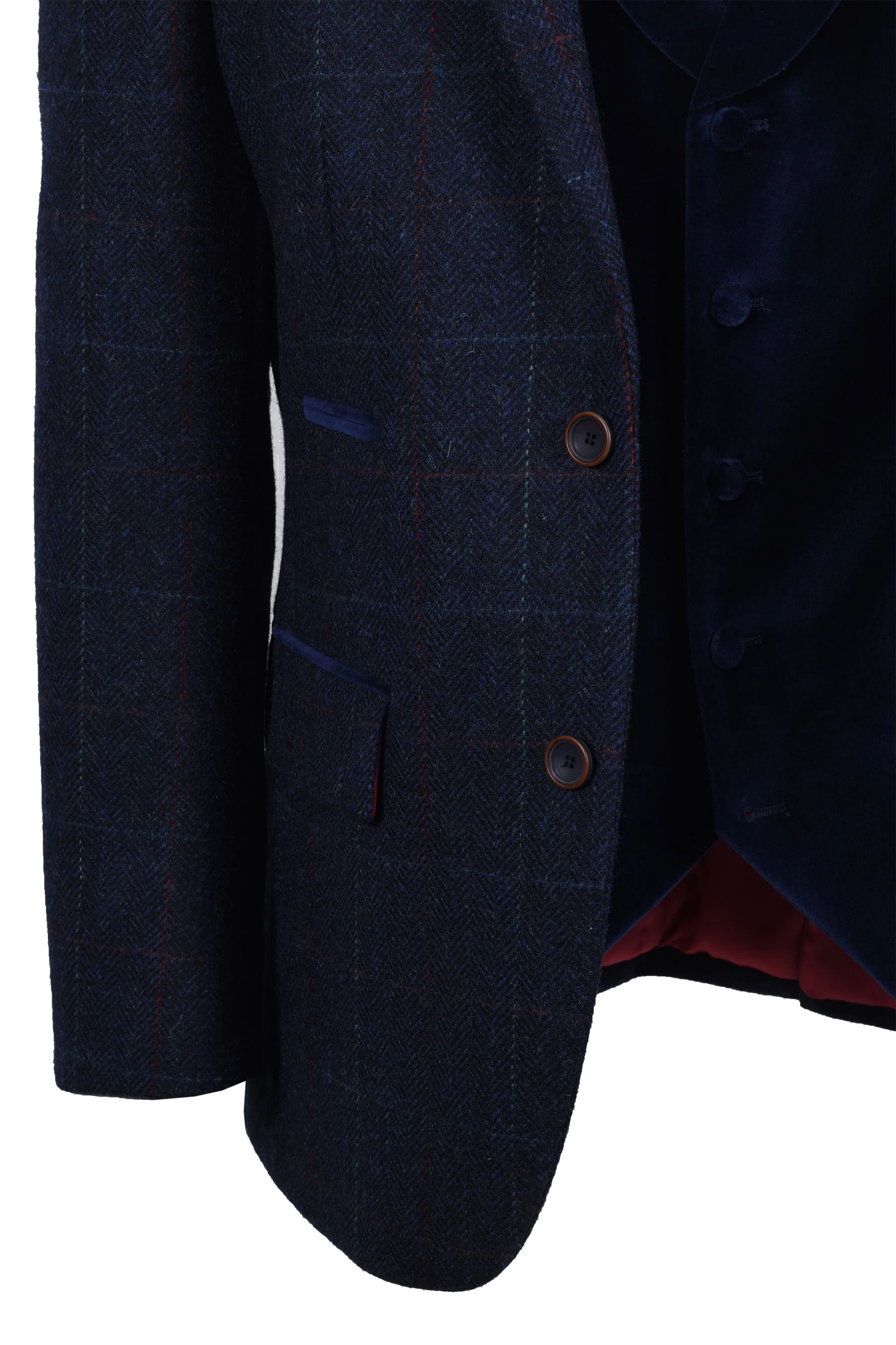Mazelli Jacket And Waistcoat Blue Red Check - Image 4