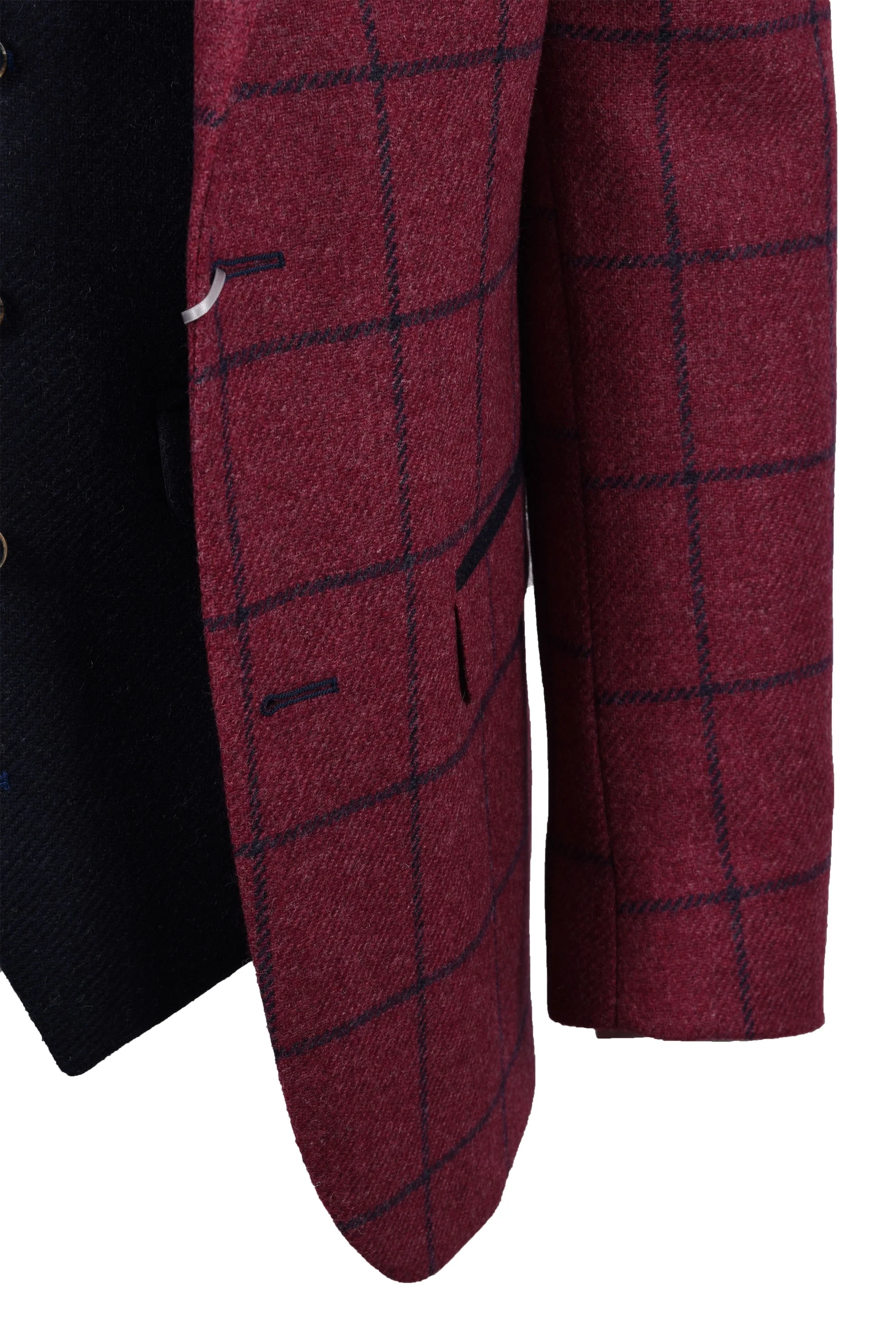 Mazzelli Jacket And Waistcoat Plum/Navy Check - Image 2
