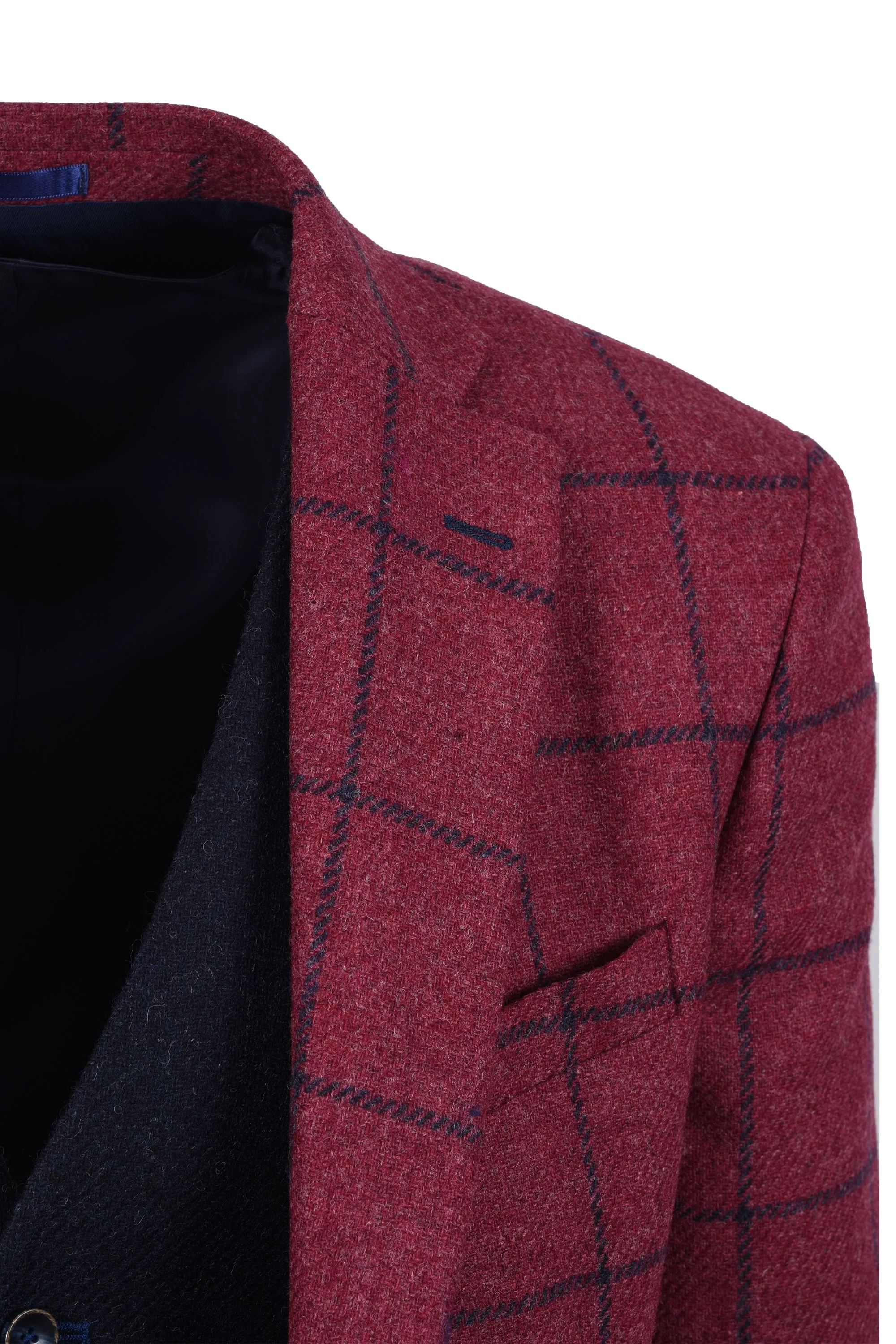 Mazzelli Jacket And Waistcoat Plum/Navy Check - Image 3