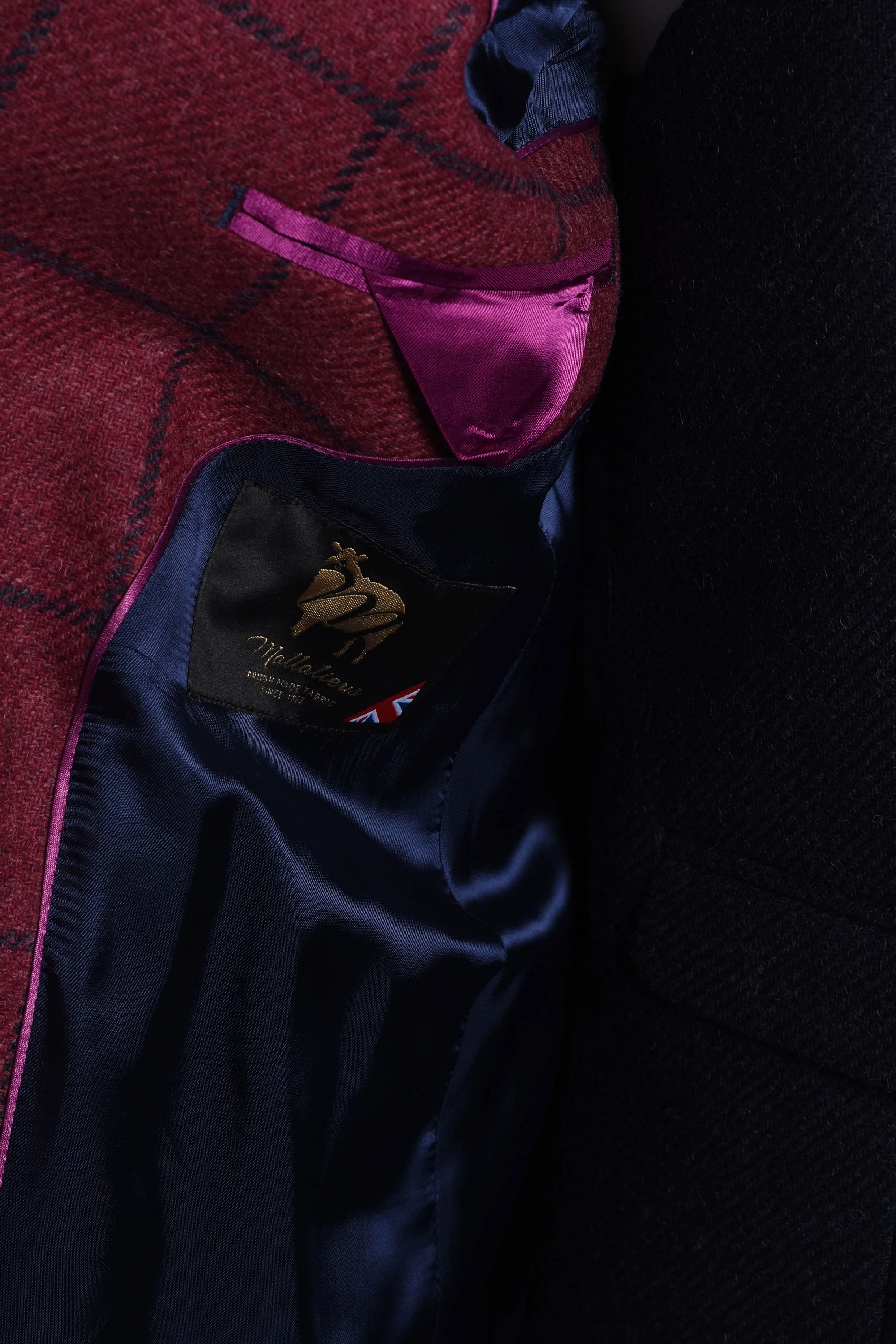 Mazzelli Jacket And Waistcoat Plum/Navy Check - Image 4