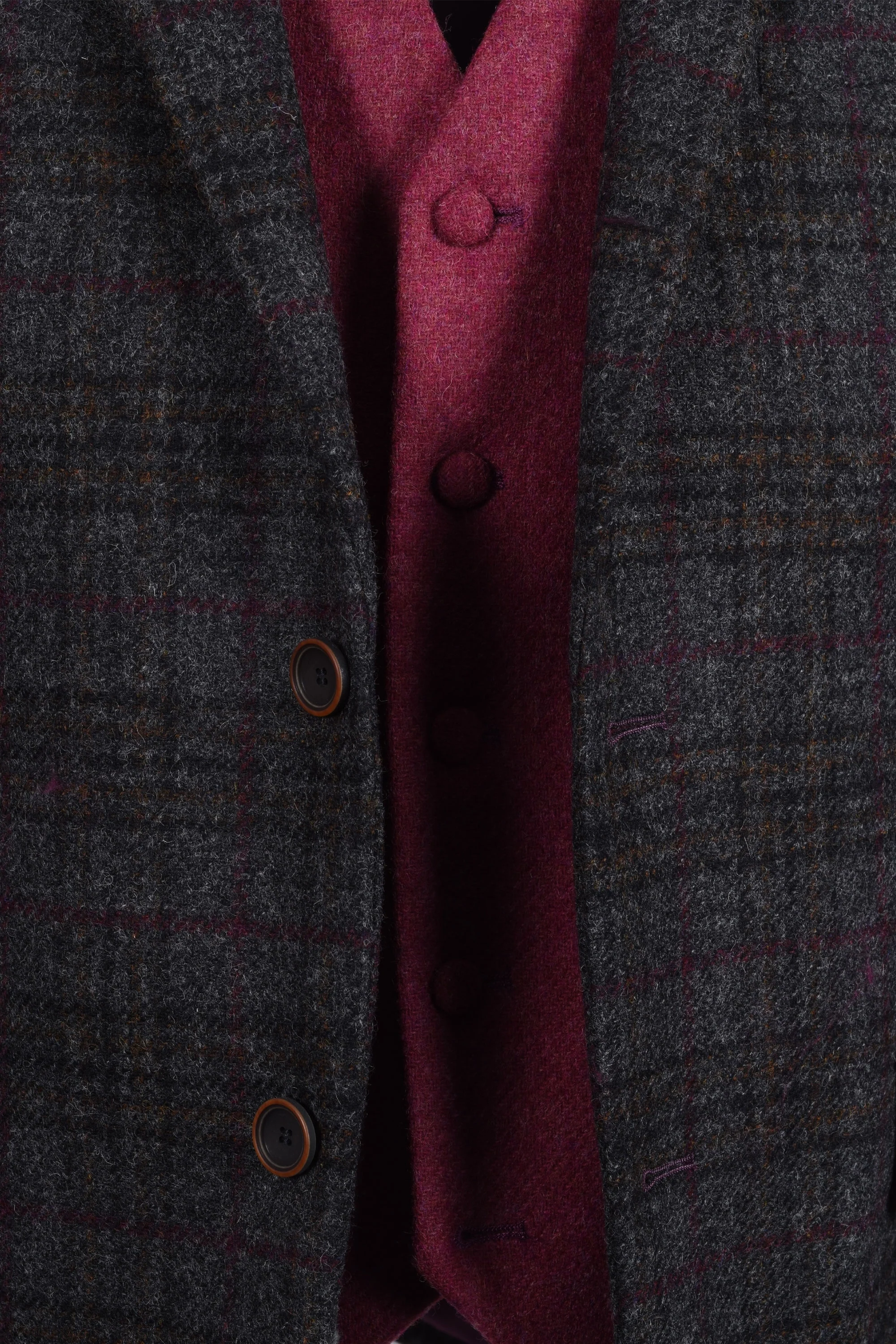 Mazzelli Jacket Charcoal Plum Check - Image 3