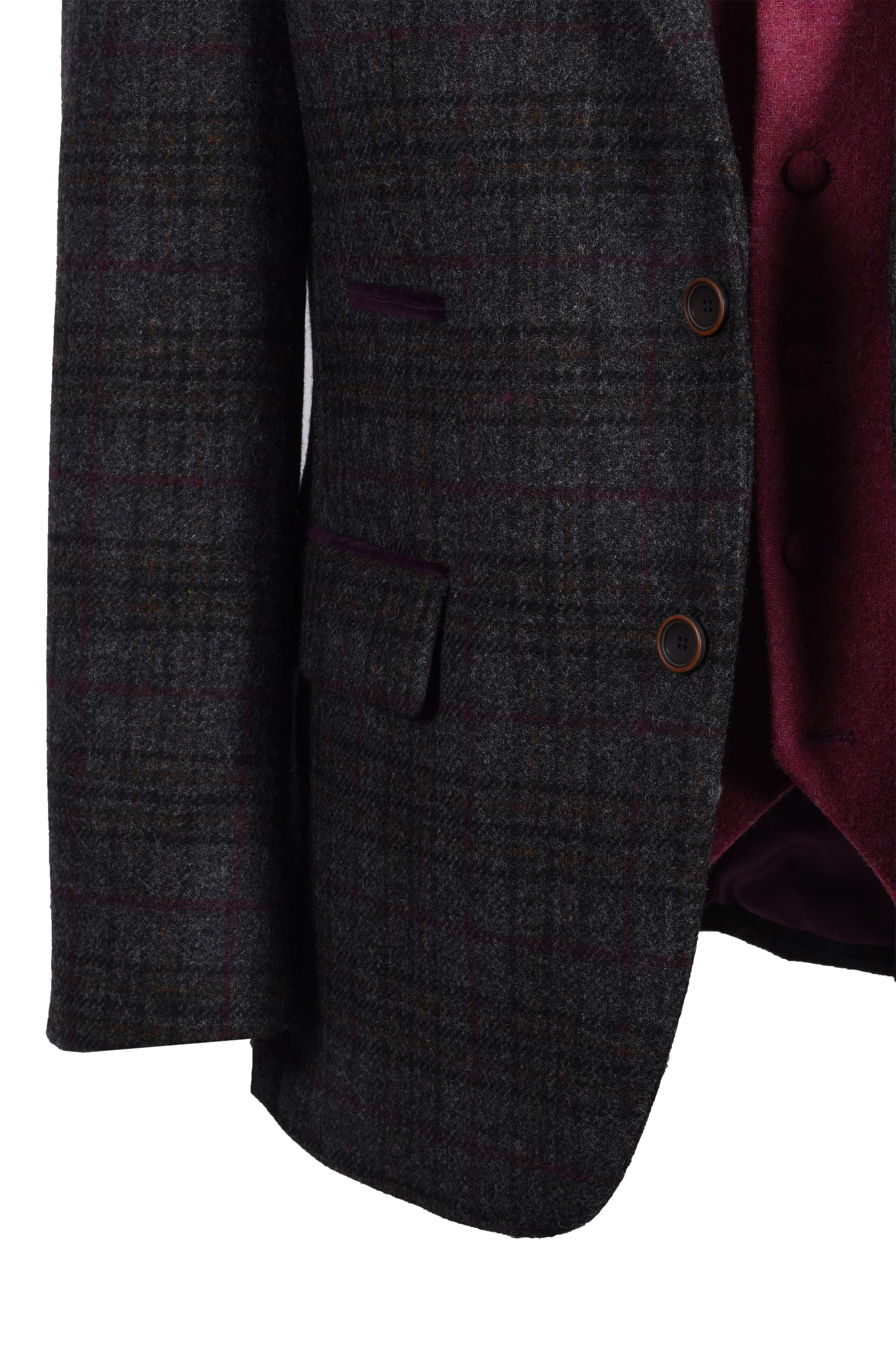 Mazzelli Jacket Charcoal Plum Check - Image 4