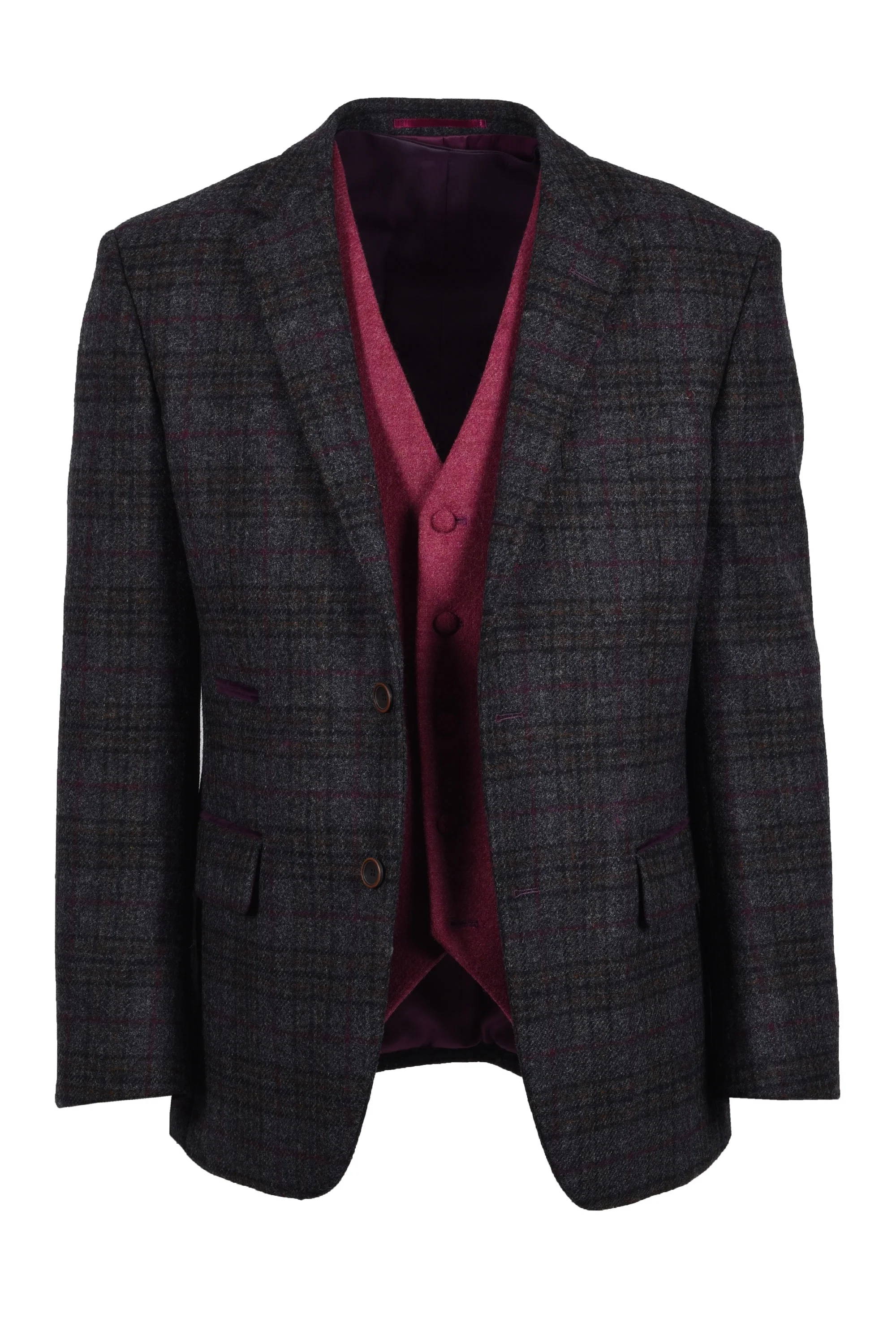 Mazzelli Jacket Charcoal Plum Check - Image 6