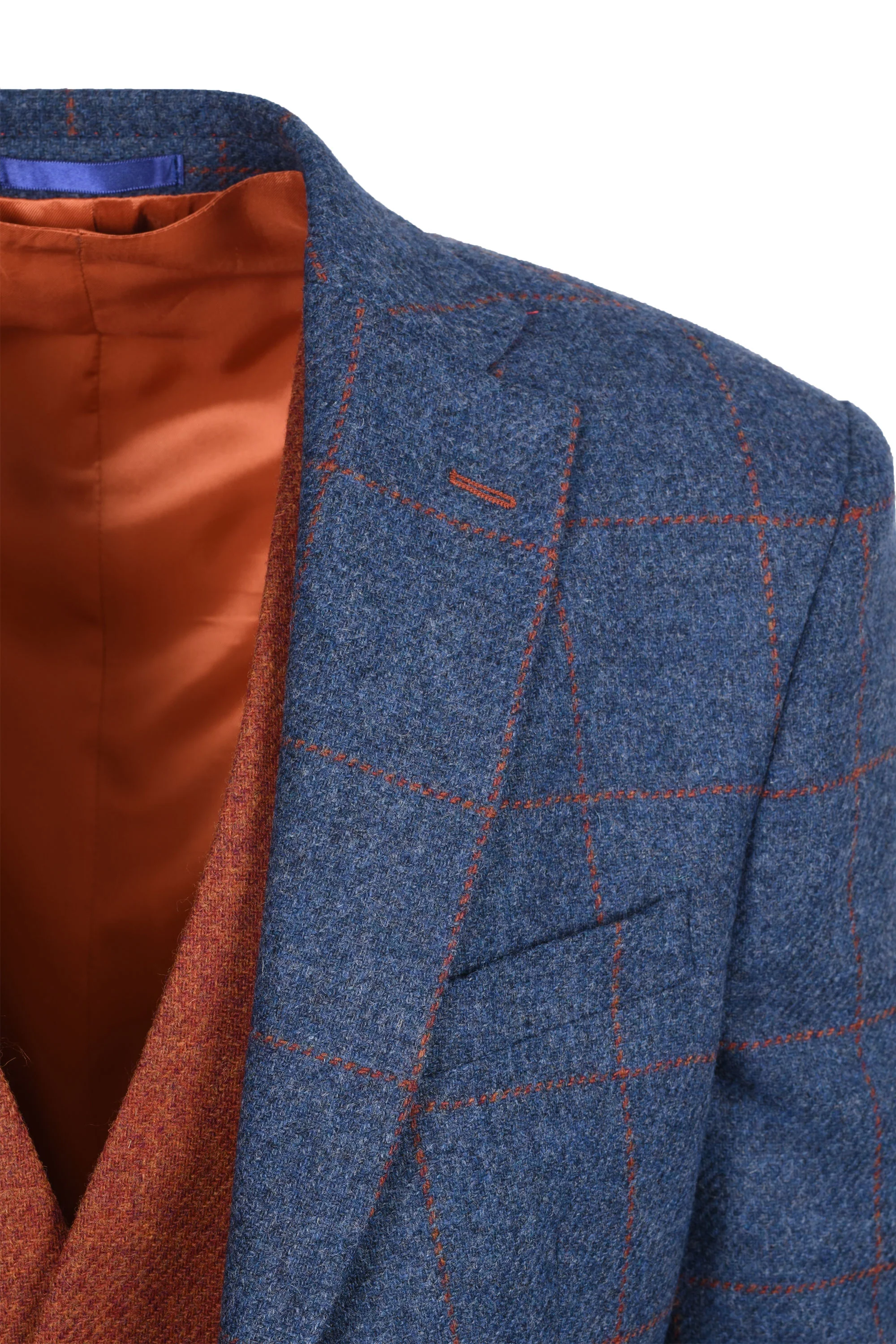 Mazzelli Jacket and Waistcoat Blue/Orange Check - Image 2