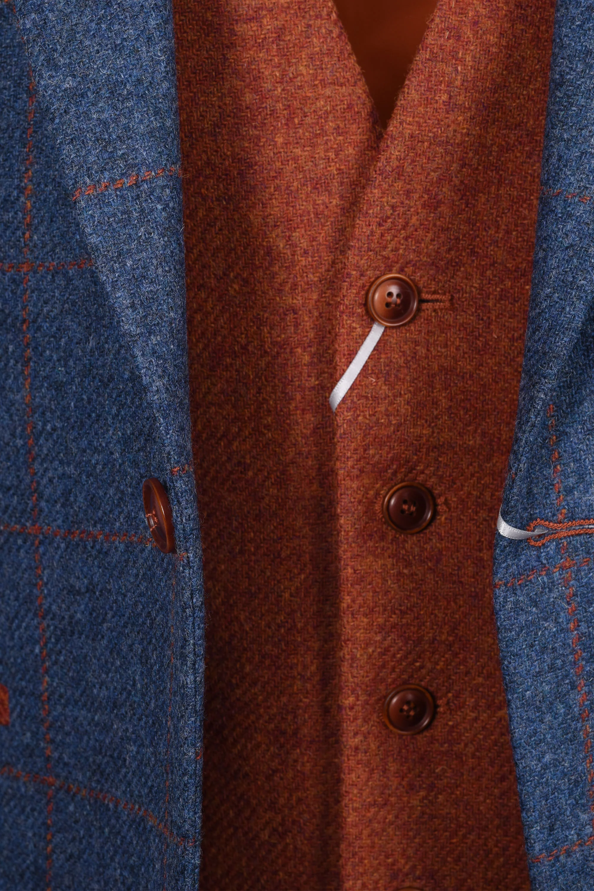 Mazzelli Jacket and Waistcoat Blue/Orange Check - Image 3