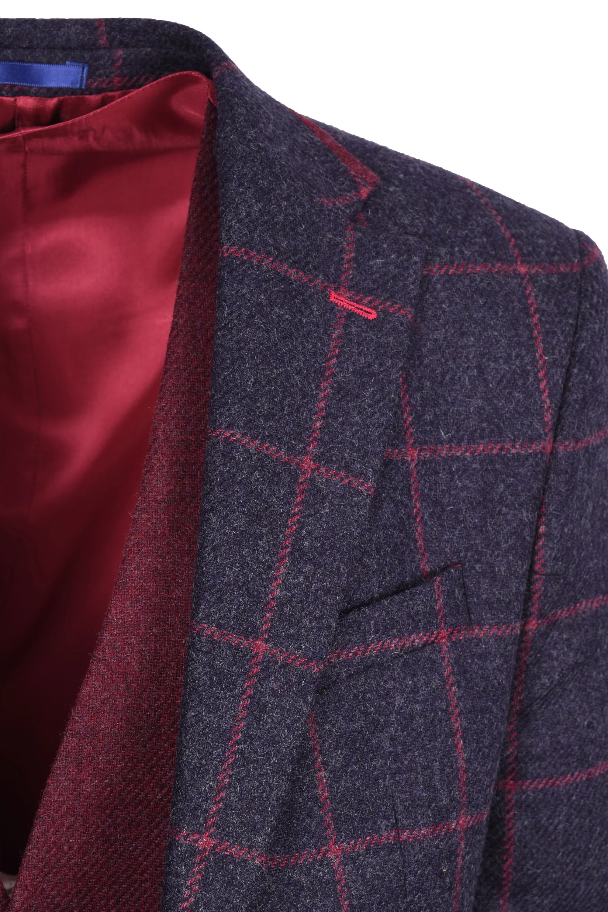 Mazzelli Jacket and Waistcoat Navy/Pink Check - Image 2