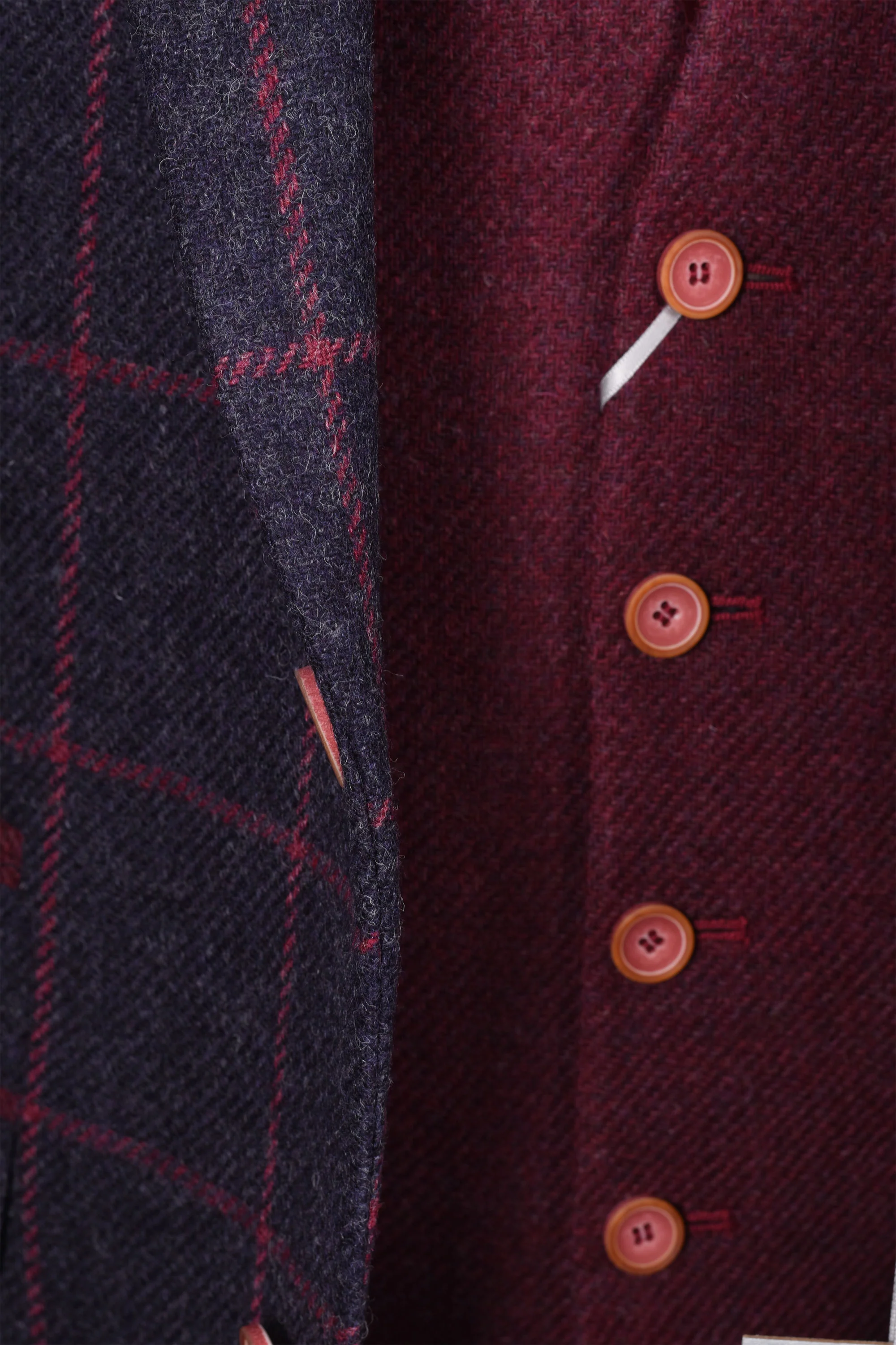 Mazzelli Jacket and Waistcoat Navy/Pink Check - Image 3