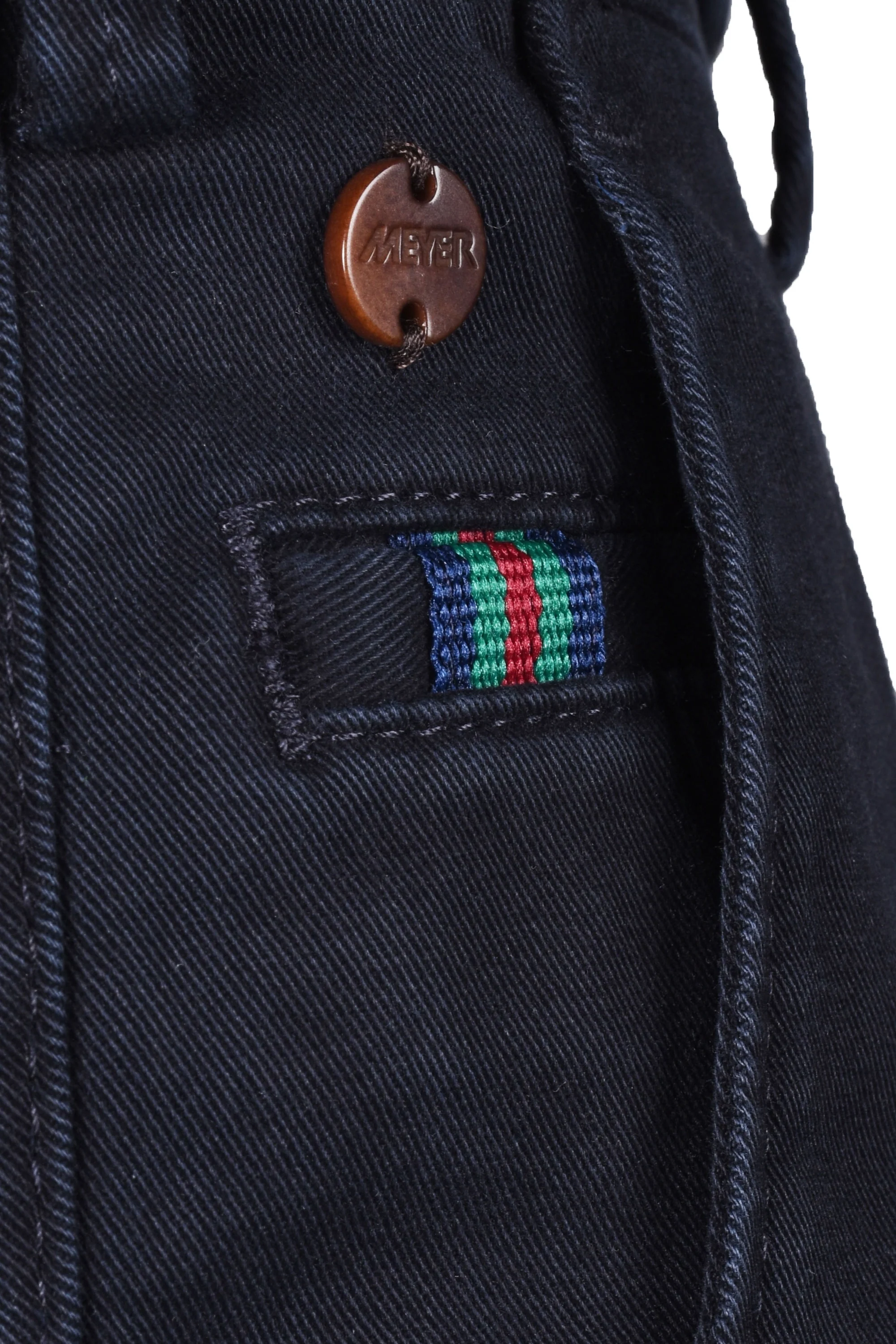 Meyer Roma Cotton Chino Straight Fit Trousers Navy - Image 4