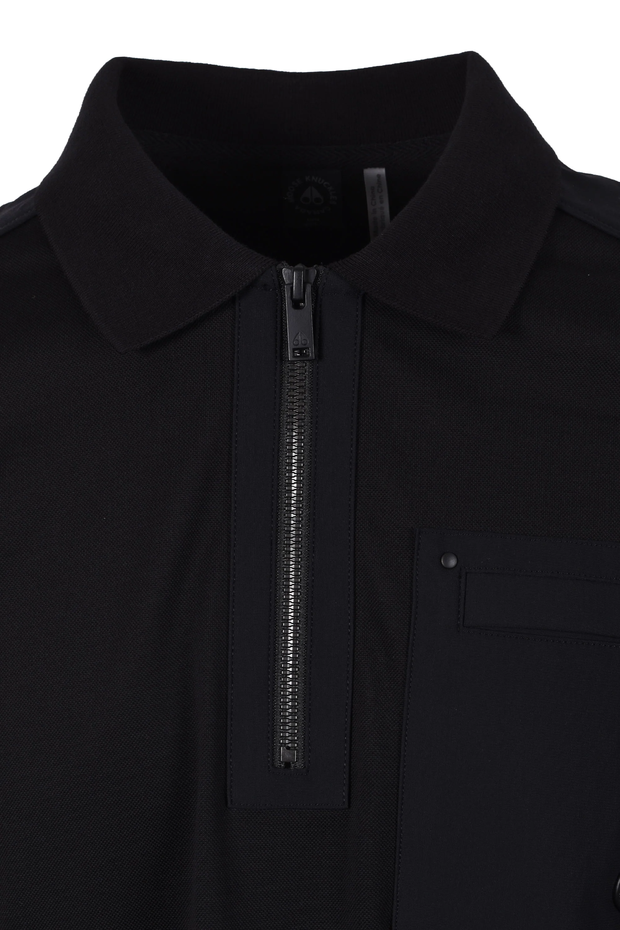 Moose Knuckles Dalon Long Sleeved Polo Shirt Black - Image 2