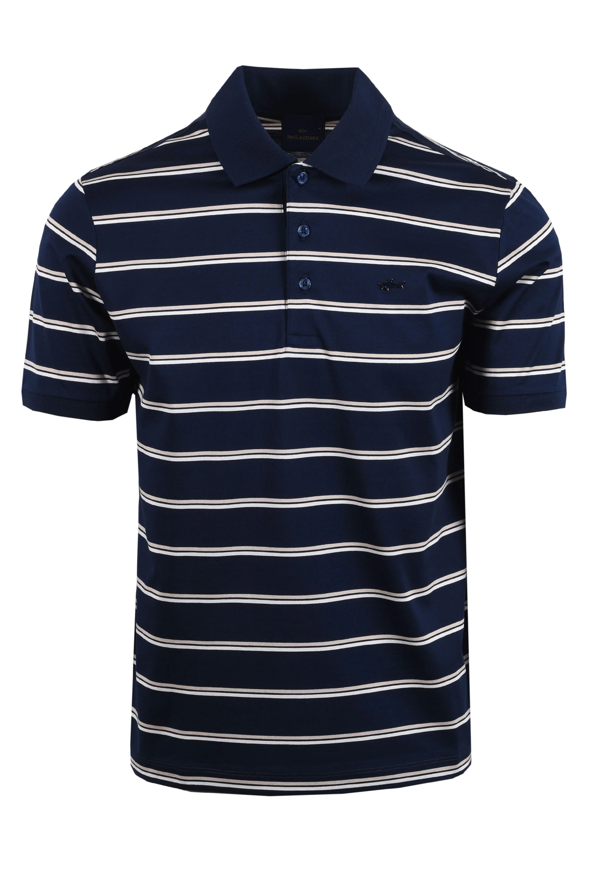 Paul & Shark POLO SHIRT NAVY BEIGE CREAM STRIPE