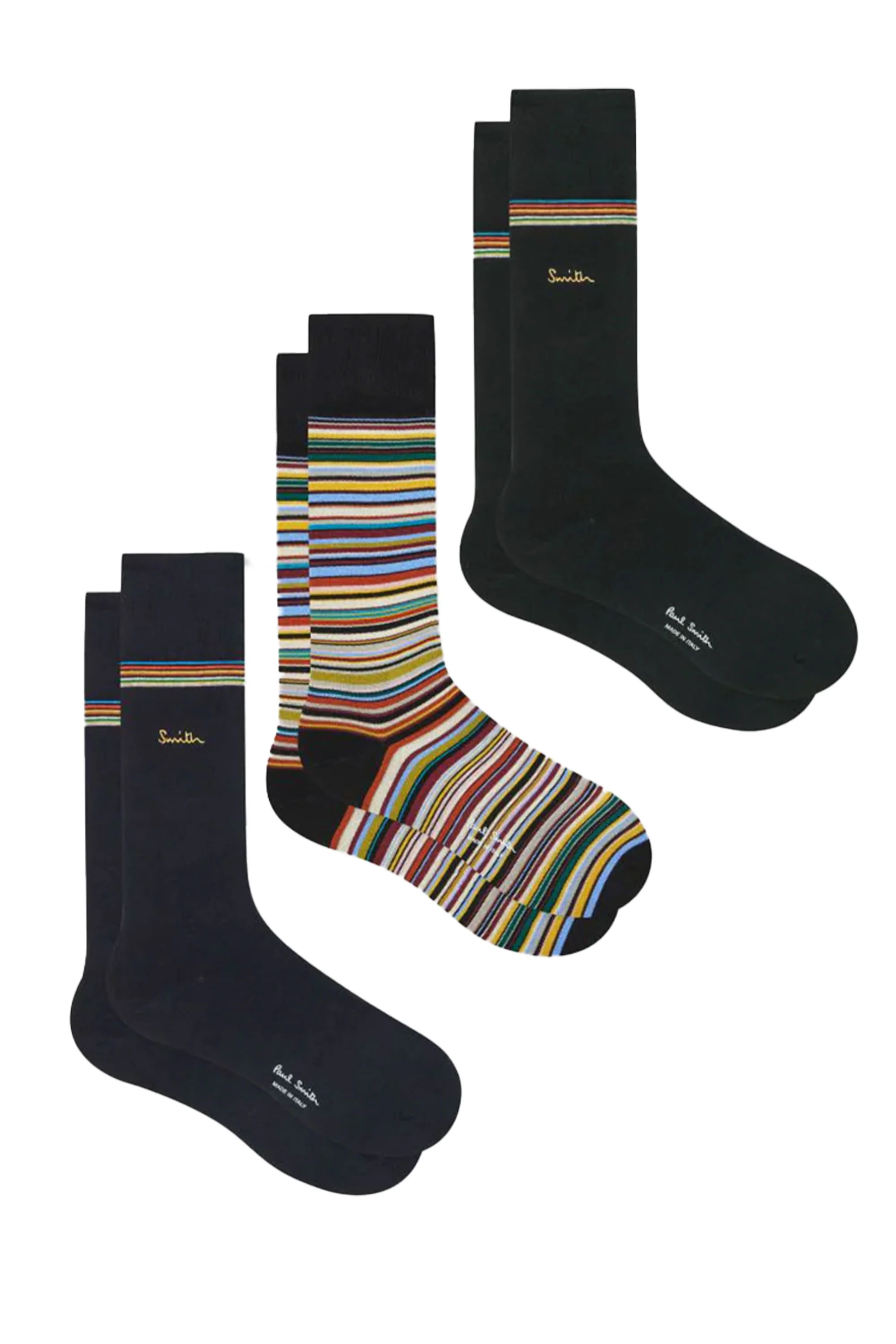 PAUL SMITH 3 PACK GOLD SIGNATURE SOCK MULTI STRIPE