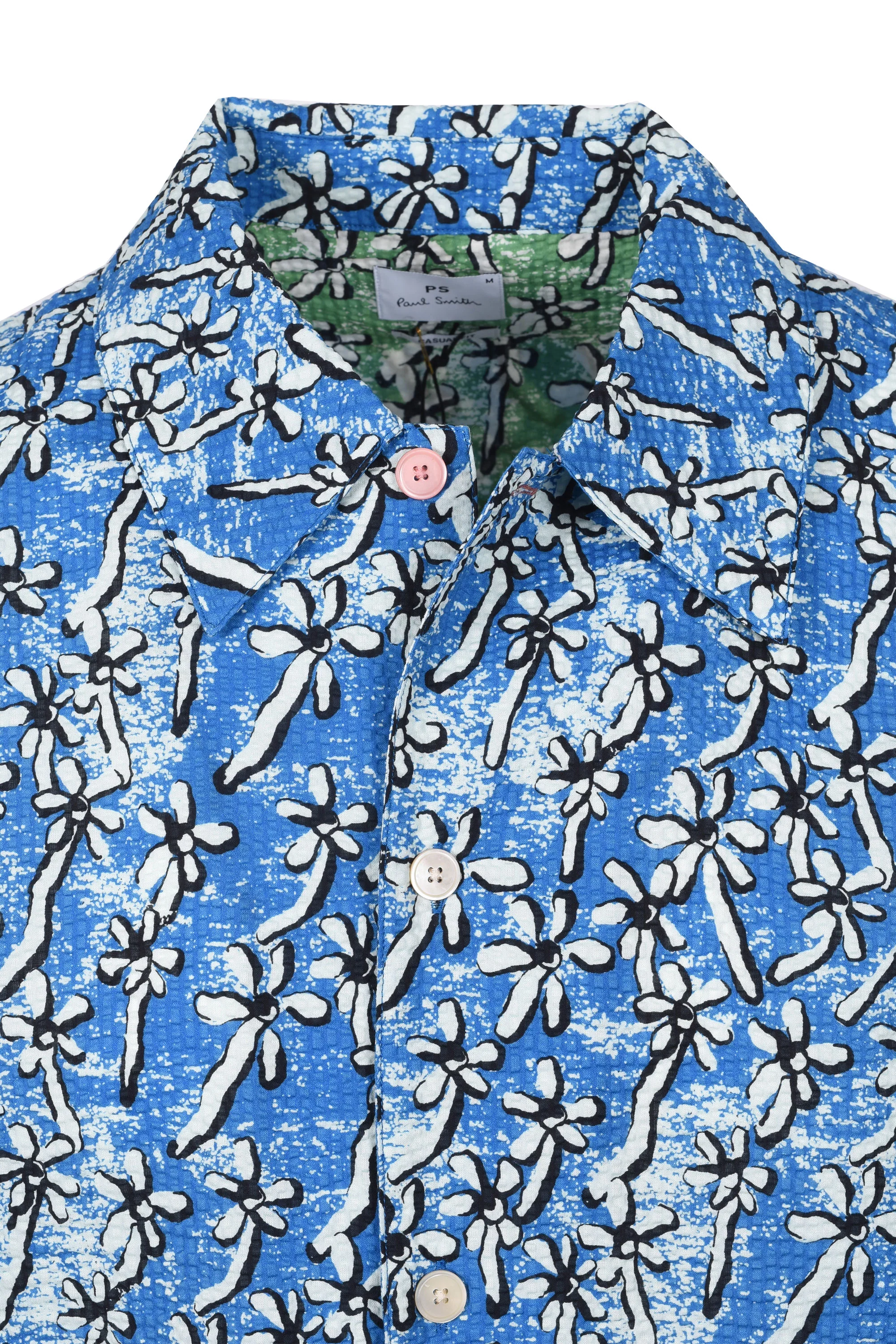 PAUL SMITH CASUAL FIT FLORAL SEERSUCKER SHIRT LIGHT BLUE - Image 2