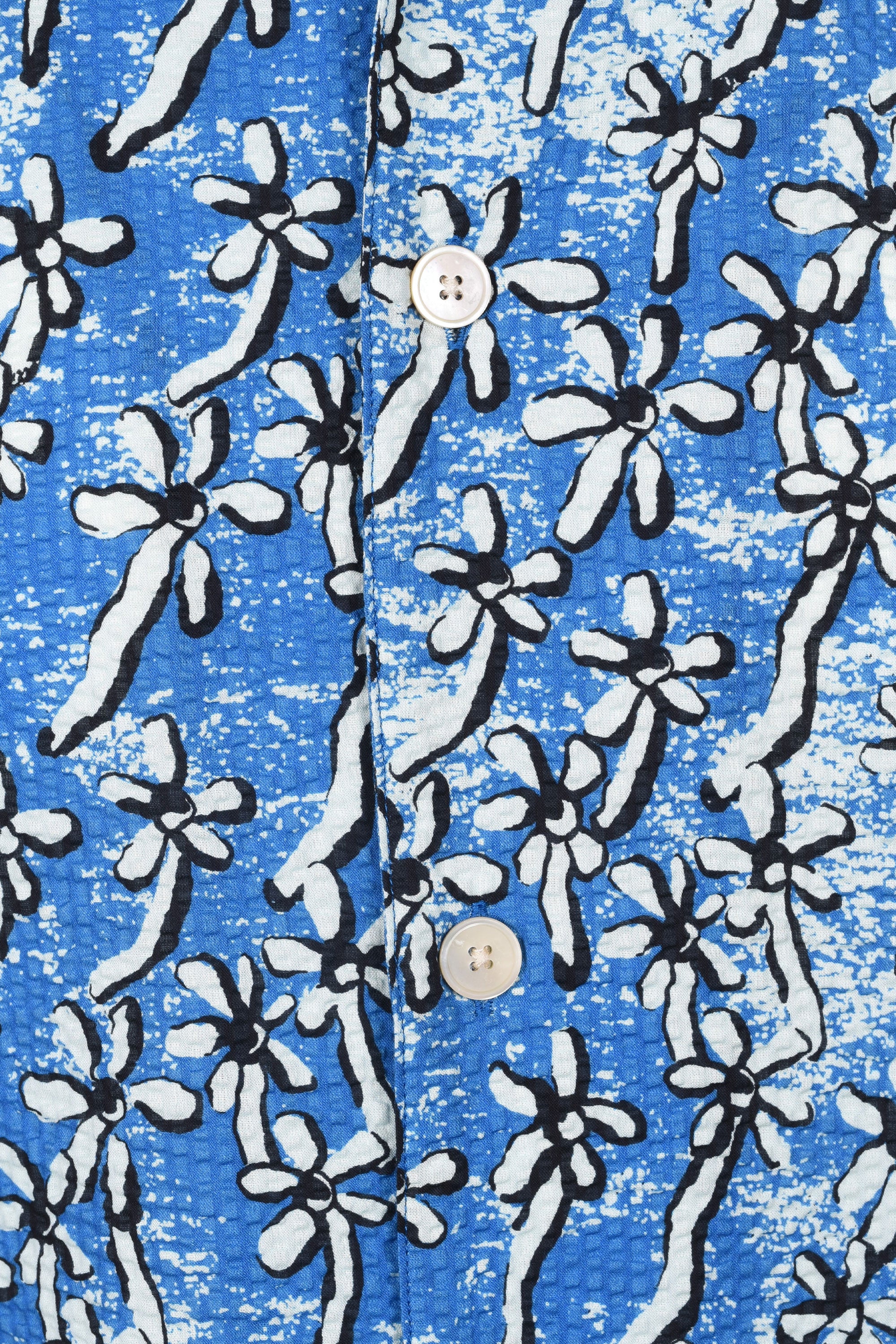 PAUL SMITH CASUAL FIT FLORAL SEERSUCKER SHIRT LIGHT BLUE - Image 4